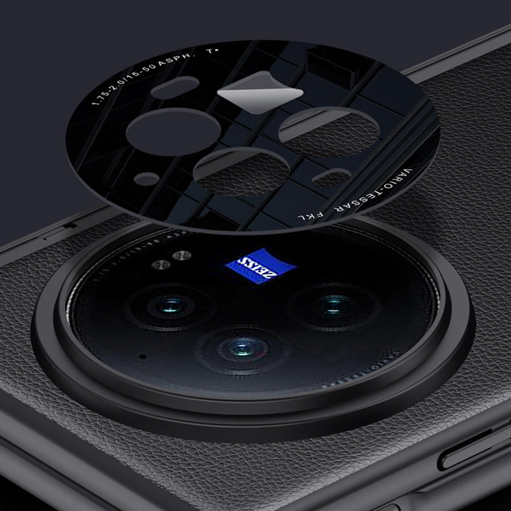 For vivo X Fold3 Case Leather Coated PC Magnetic Kickstand Phone Cover with HD Screen Film