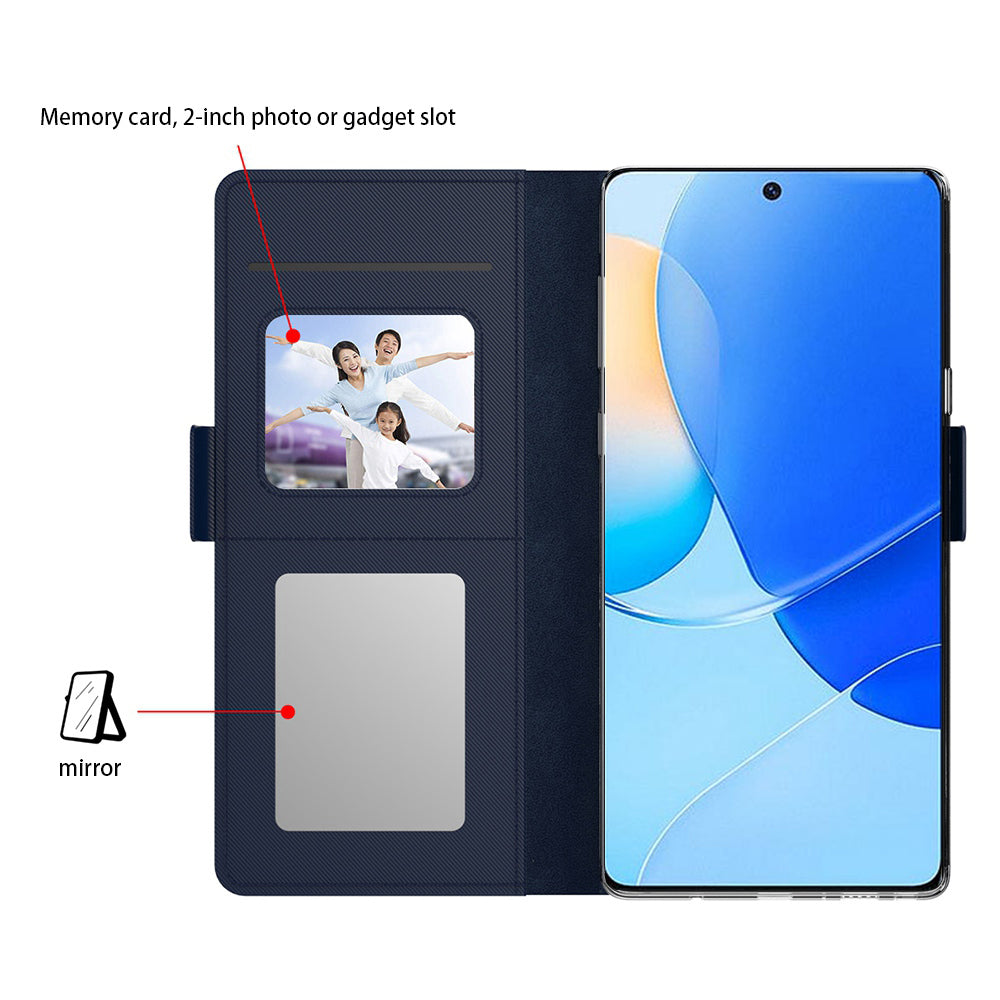 For Huawei nova 12 SE 4G Phone Case Card Slot PU Leather Cover with Mirror
