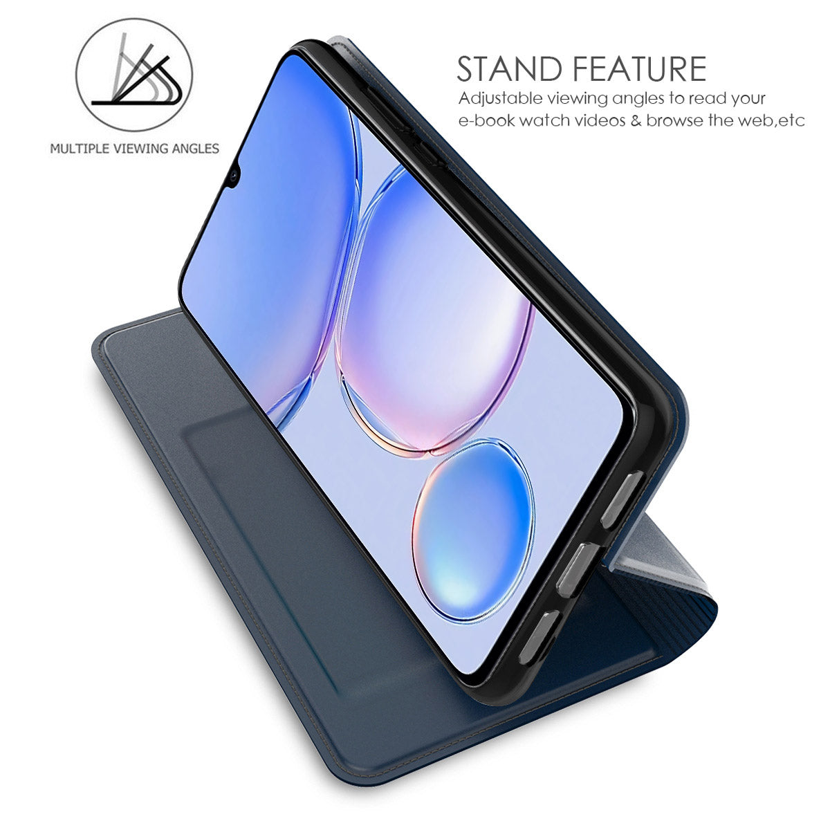 For Huawei Enjoy 70z Magnetic Case Card Holder Folding Stand PU Leather Phone Cover
