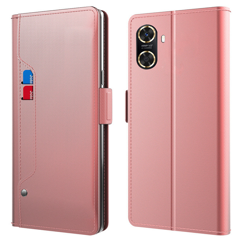 For Huawei Enjoy 70z Case Leather+TPU Mobile Phone Cover with Mirror and Card Slot
