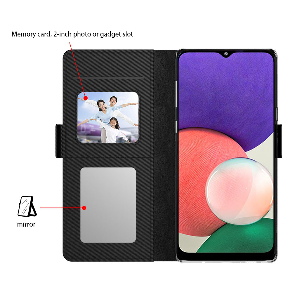 For Samsung Galaxy F15 5G Case Leather Flip Shockproof Phone Cover with Mirror