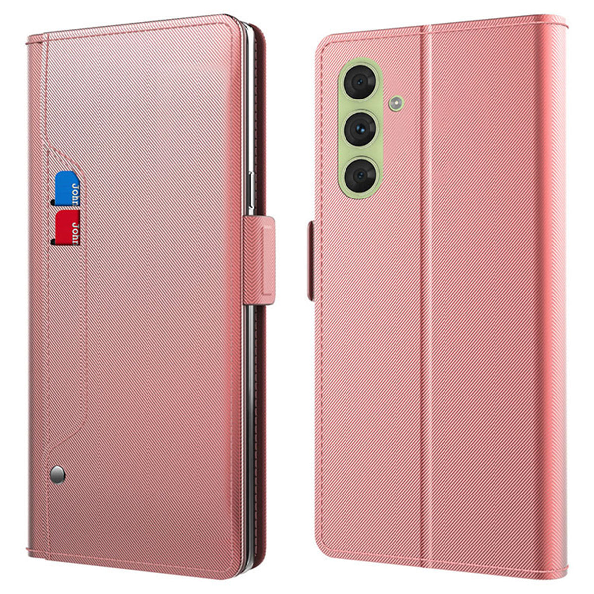 For Samsung Galaxy F15 5G Case Leather Flip Shockproof Phone Cover with Mirror