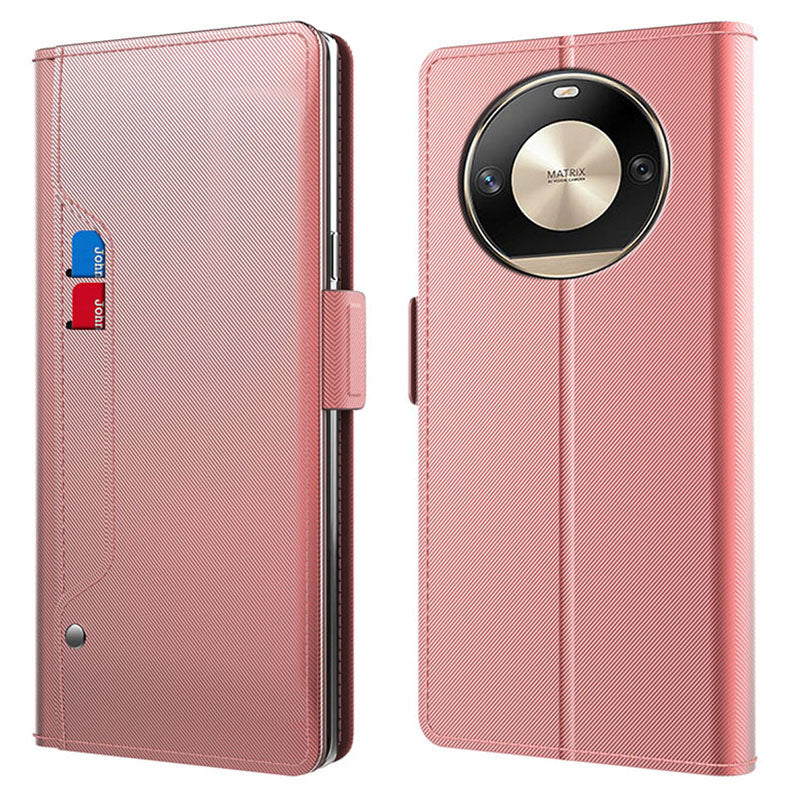 For Honor X50 Pro 5G Magnetic Phone Case PU Leather Card Holder Cover with Mirror