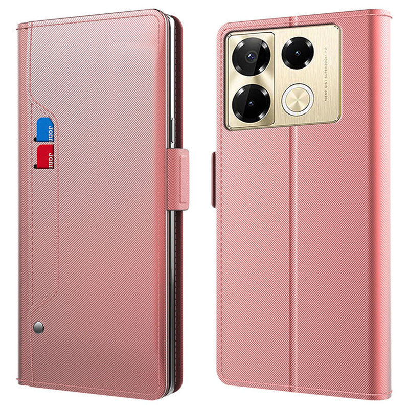 For Transsion Infinix Note 40 Pro 5G Case Leather Card Slot Phone Cover with Mirror