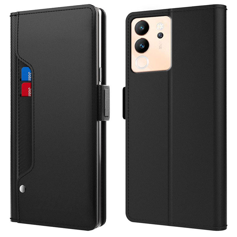 For vivo V30 Lite 5G Case Leather Card Slot Phone Bump Proof Cover with Mirror