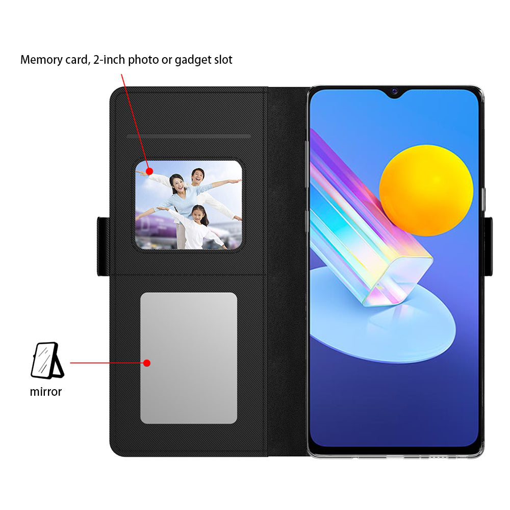 For vivo V30 Lite 5G Case Leather Card Slot Phone Bump Proof Cover with Mirror