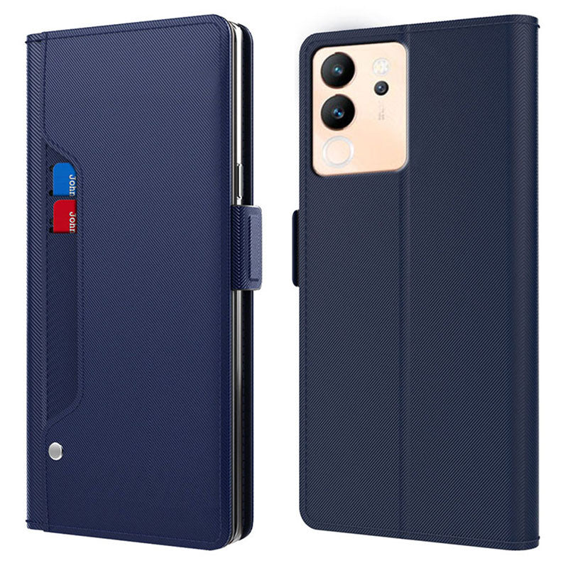For vivo V30 Lite 5G Case Leather Card Slot Phone Bump Proof Cover with Mirror