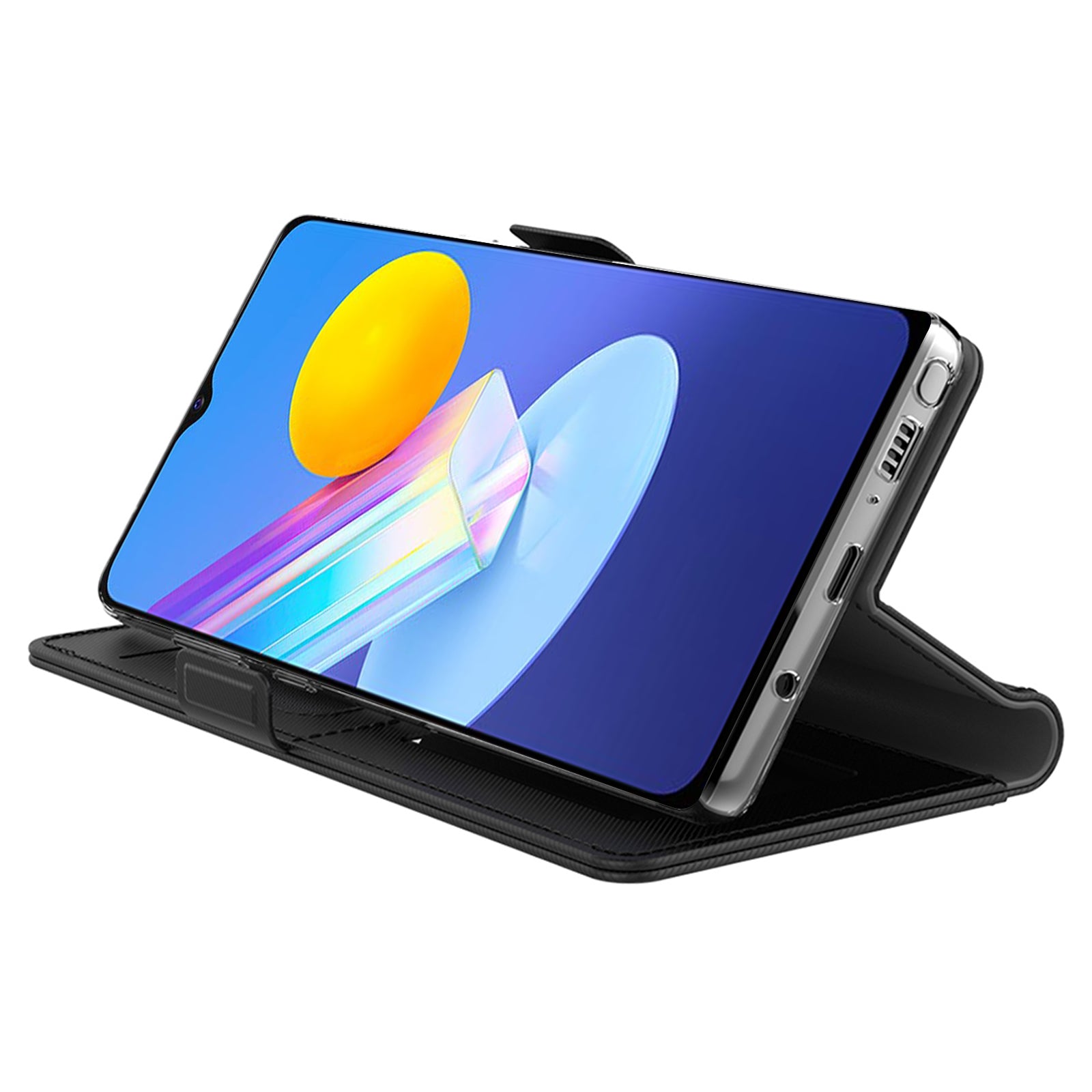 For vivo Y03 Case Leather+TPU Card Holder Smartphone Cover with Mirror