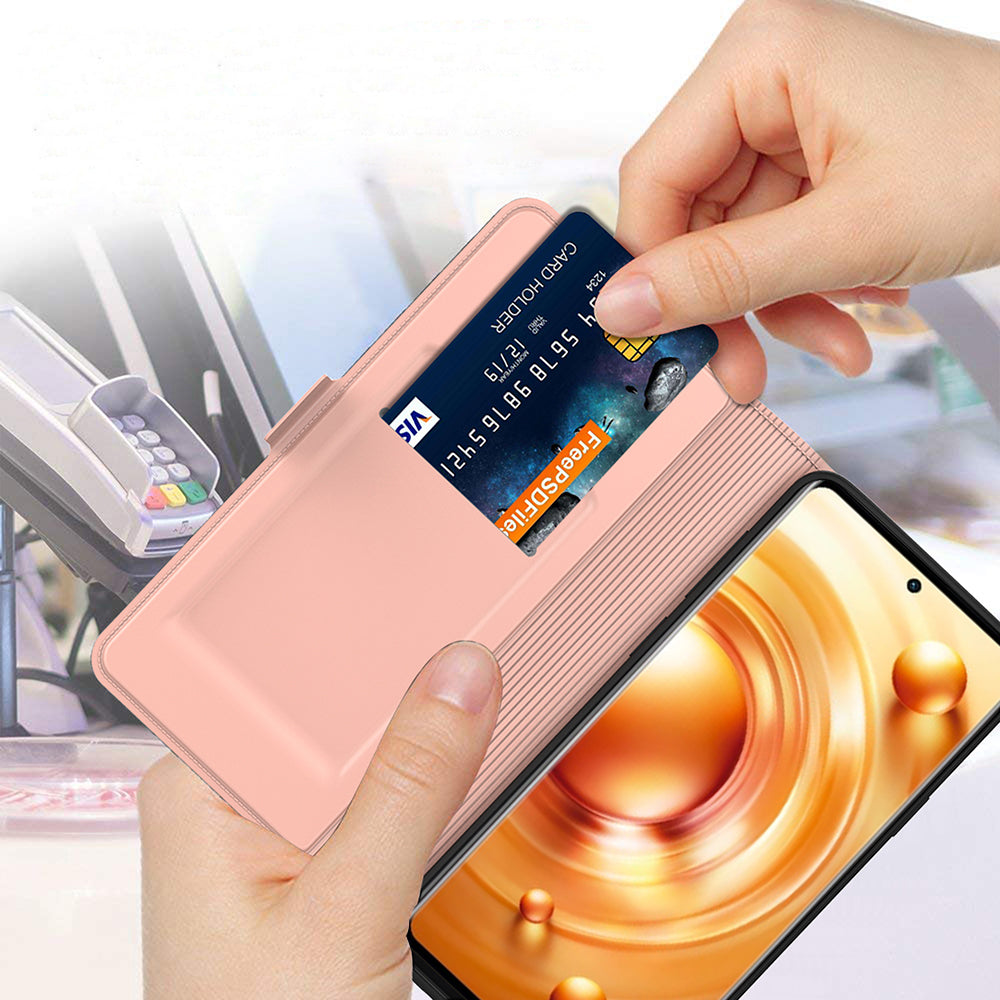 For vivo Y03 Case Flip Stand PU Leather Anti-drop Cell Phone Cover with Card Slot