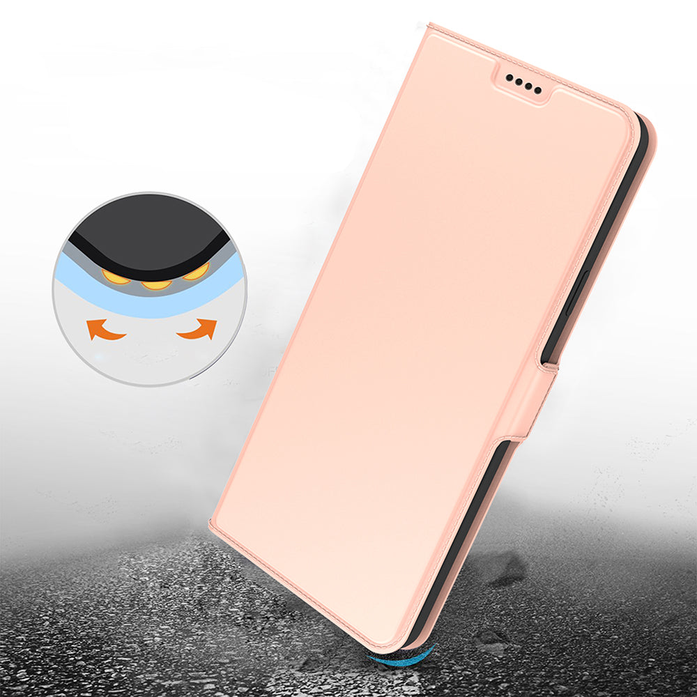 For vivo Y03 Case Flip Stand PU Leather Anti-drop Cell Phone Cover with Card Slot