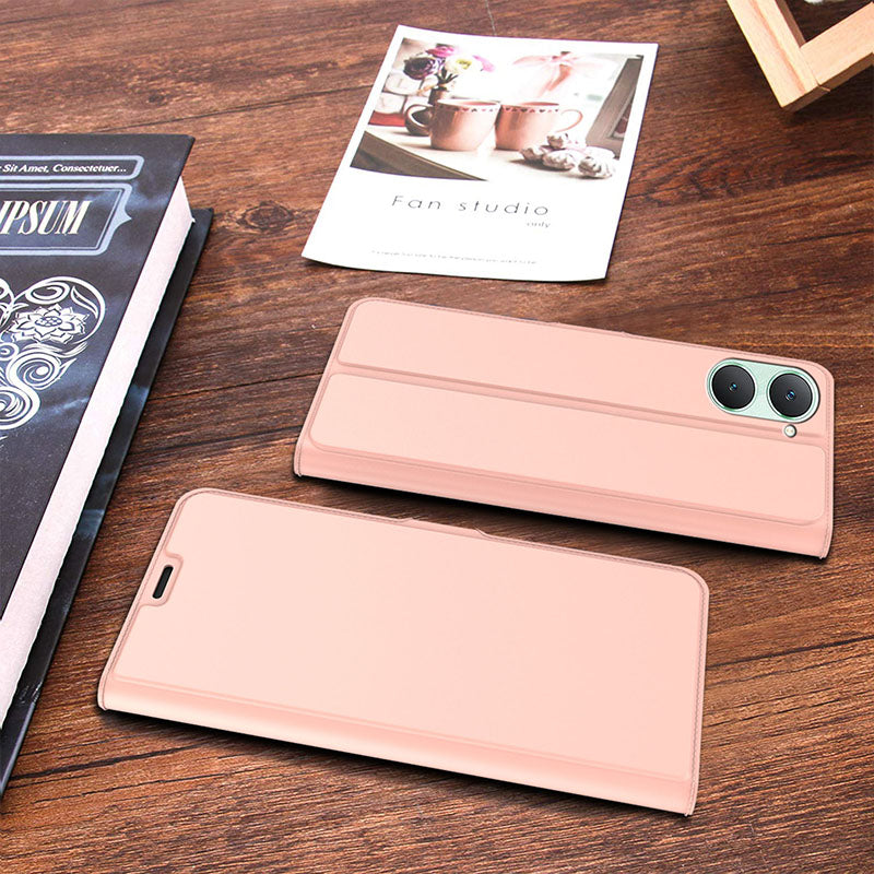 For vivo Y03 Case Flip Stand PU Leather Anti-drop Cell Phone Cover with Card Slot