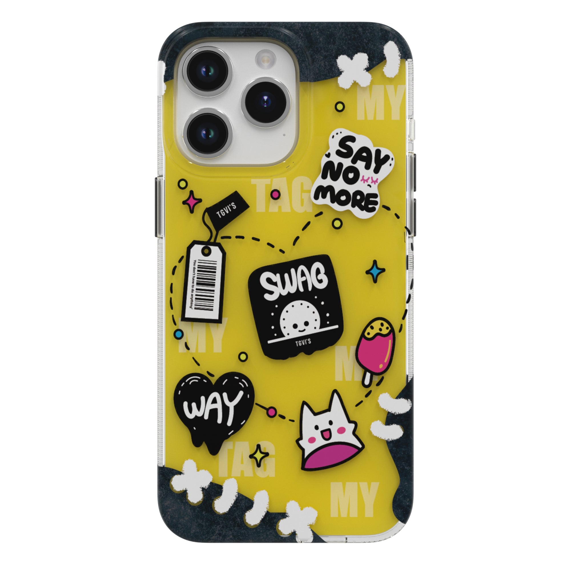 TGVI'S Stylish Series For iPhone 15 Pro Case Graffiti Style PET+TPU Anti-drop Phone Cover
