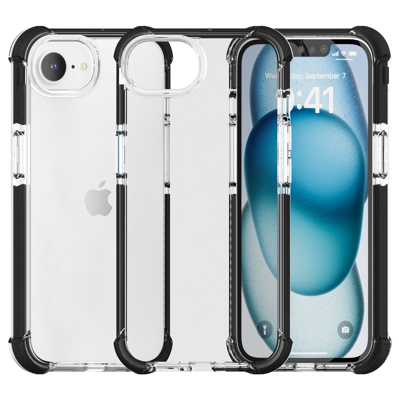 For iPhone SE (2024) Case 3-in-1 Drop Protection TPU+TPE+Acrylic Phone Cover