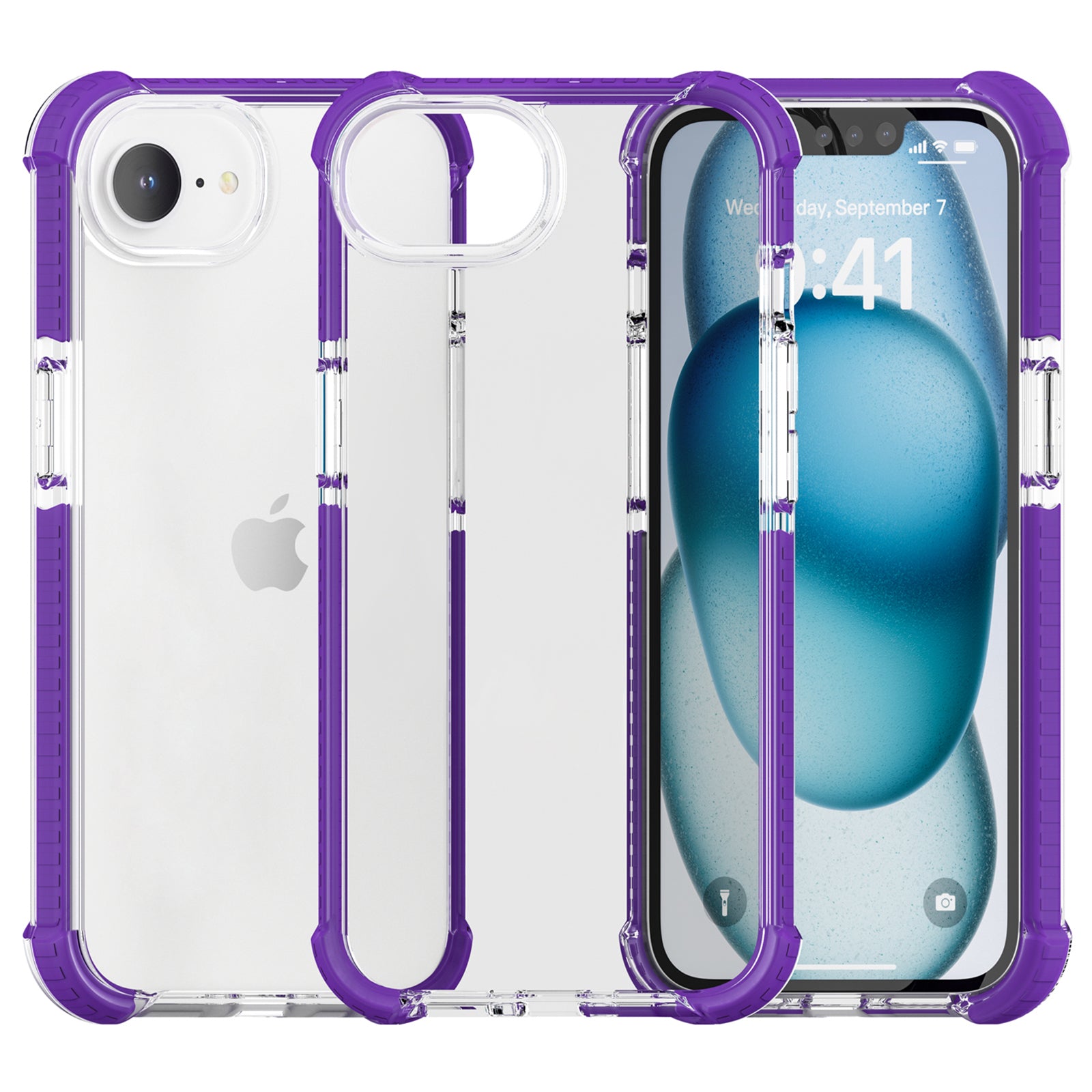 For iPhone SE (2024) Case 3-in-1 Drop Protection TPU+TPE+Acrylic Phone Cover