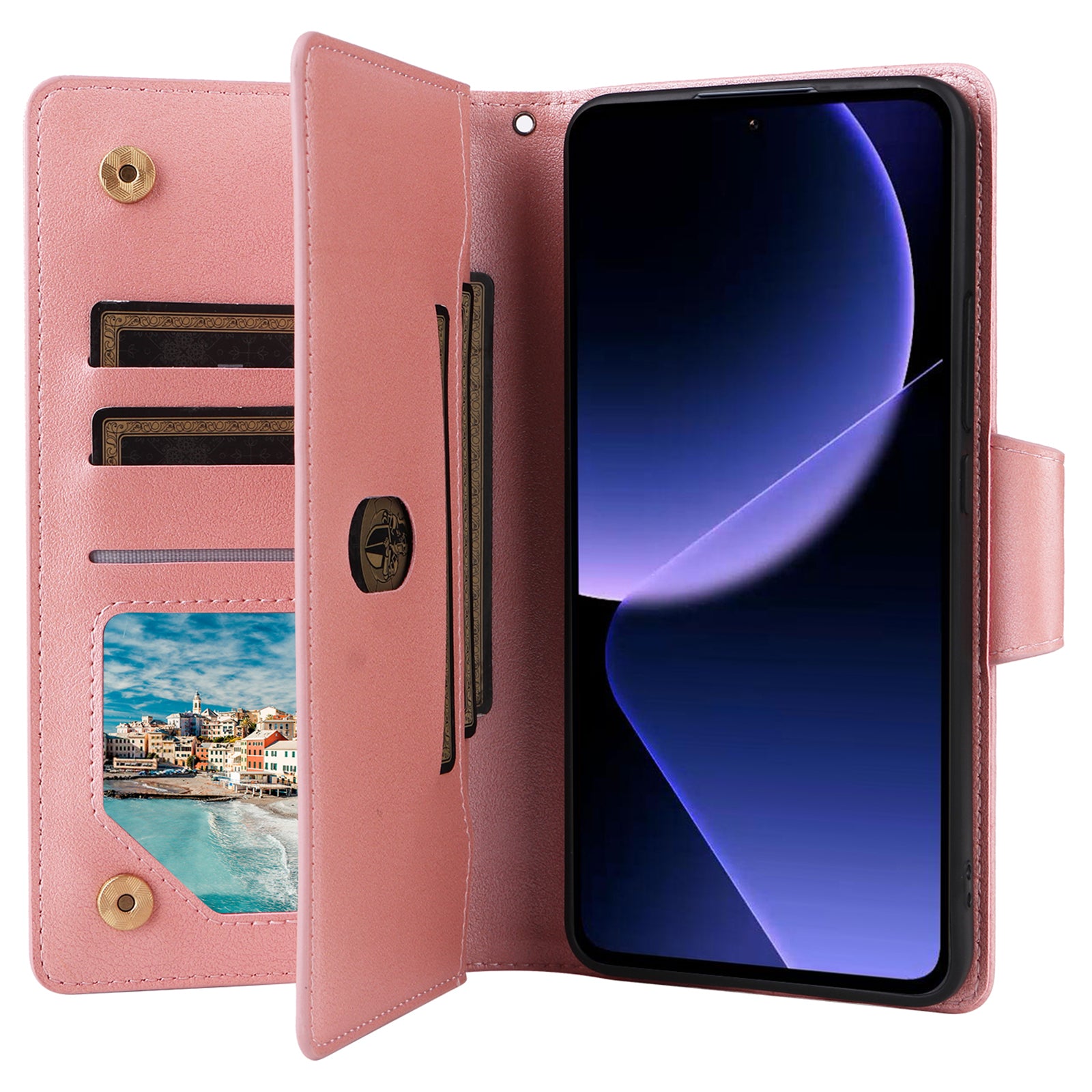 For Xiaomi Redmi K60 Ultra / 13T Pro Case Zipper Wallet Rivet Decor Leather Phone Cover