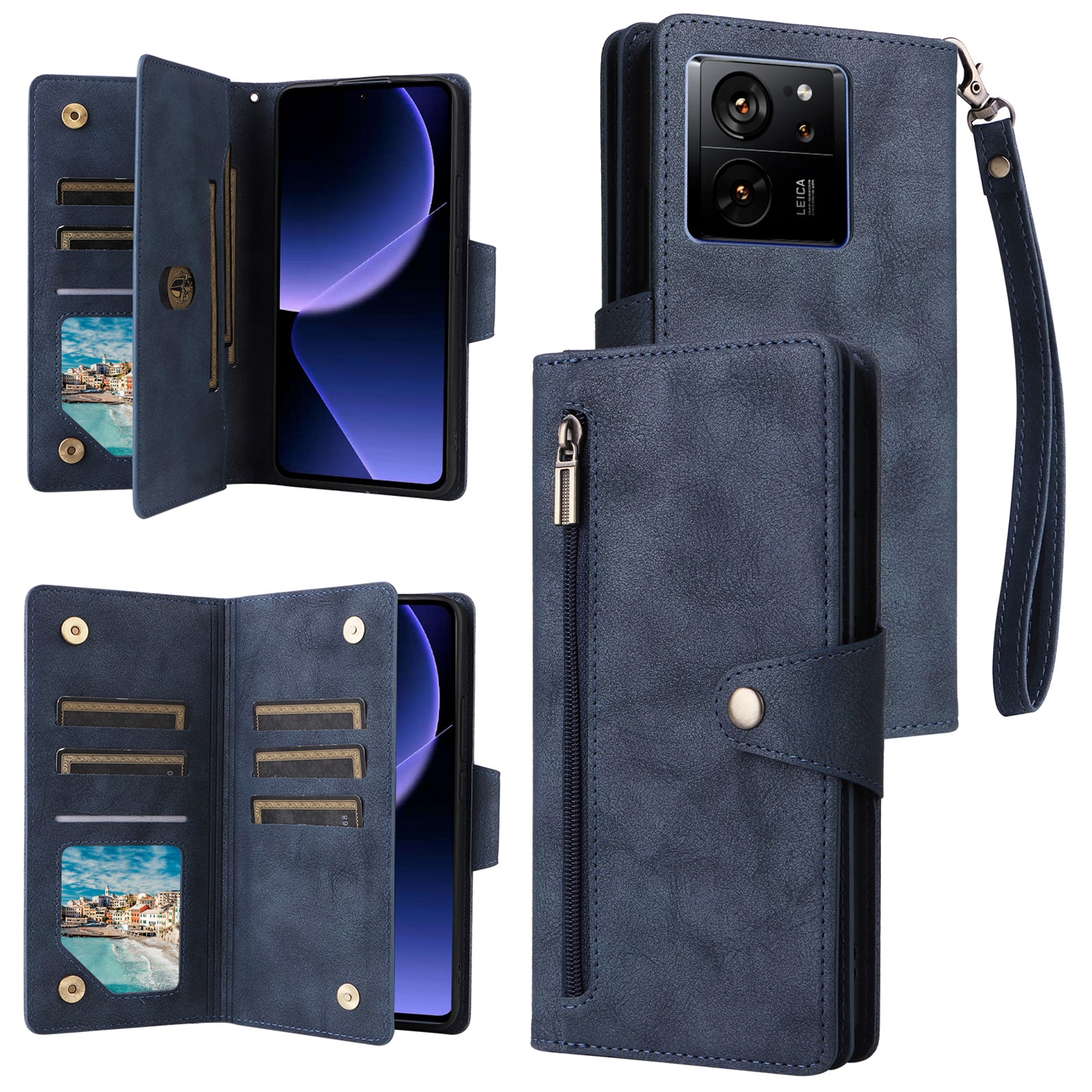 For Xiaomi Redmi K60 Ultra / 13T Pro Case Zipper Wallet Rivet Decor Leather Phone Cover