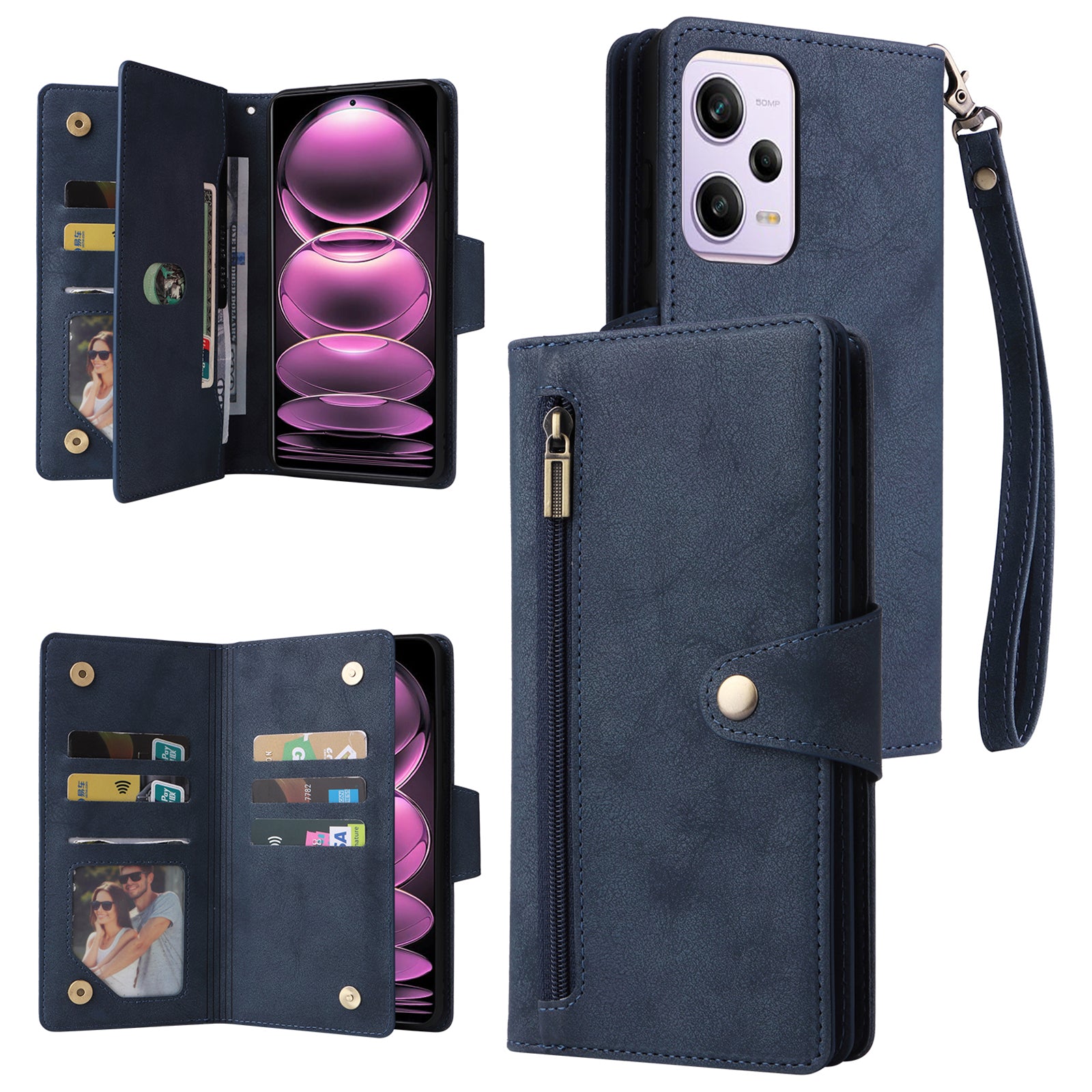 For Xiaomi Redmi Note 12 Pro Speed 5G / Note 12 Pro 5G / Poco X5 Pro 5G Case Wallet Rivet Decor Leather Folio Flip Phone Cover