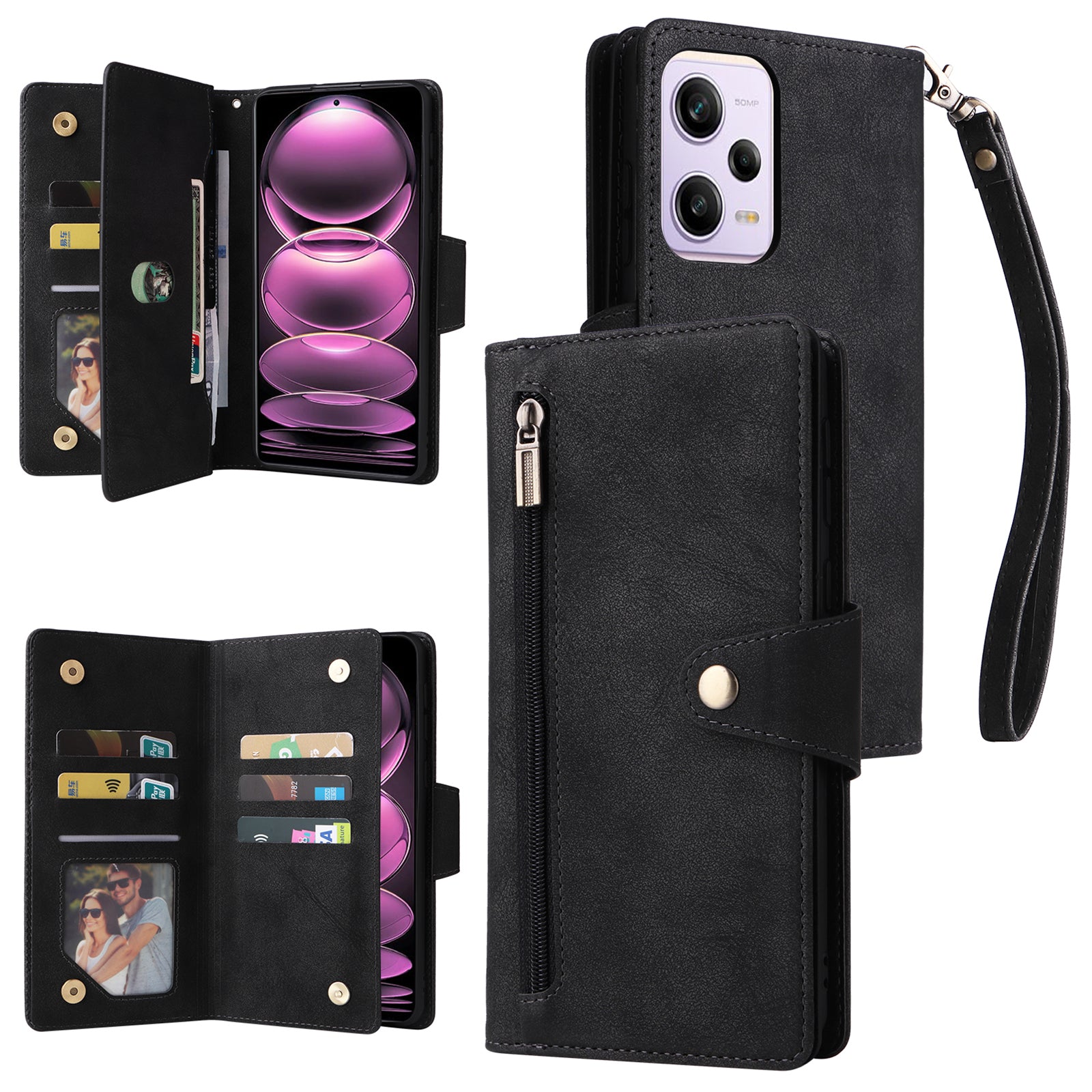 For Xiaomi Redmi Note 12 Pro Speed 5G / Note 12 Pro 5G / Poco X5 Pro 5G Case Wallet Rivet Decor Leather Folio Flip Phone Cover