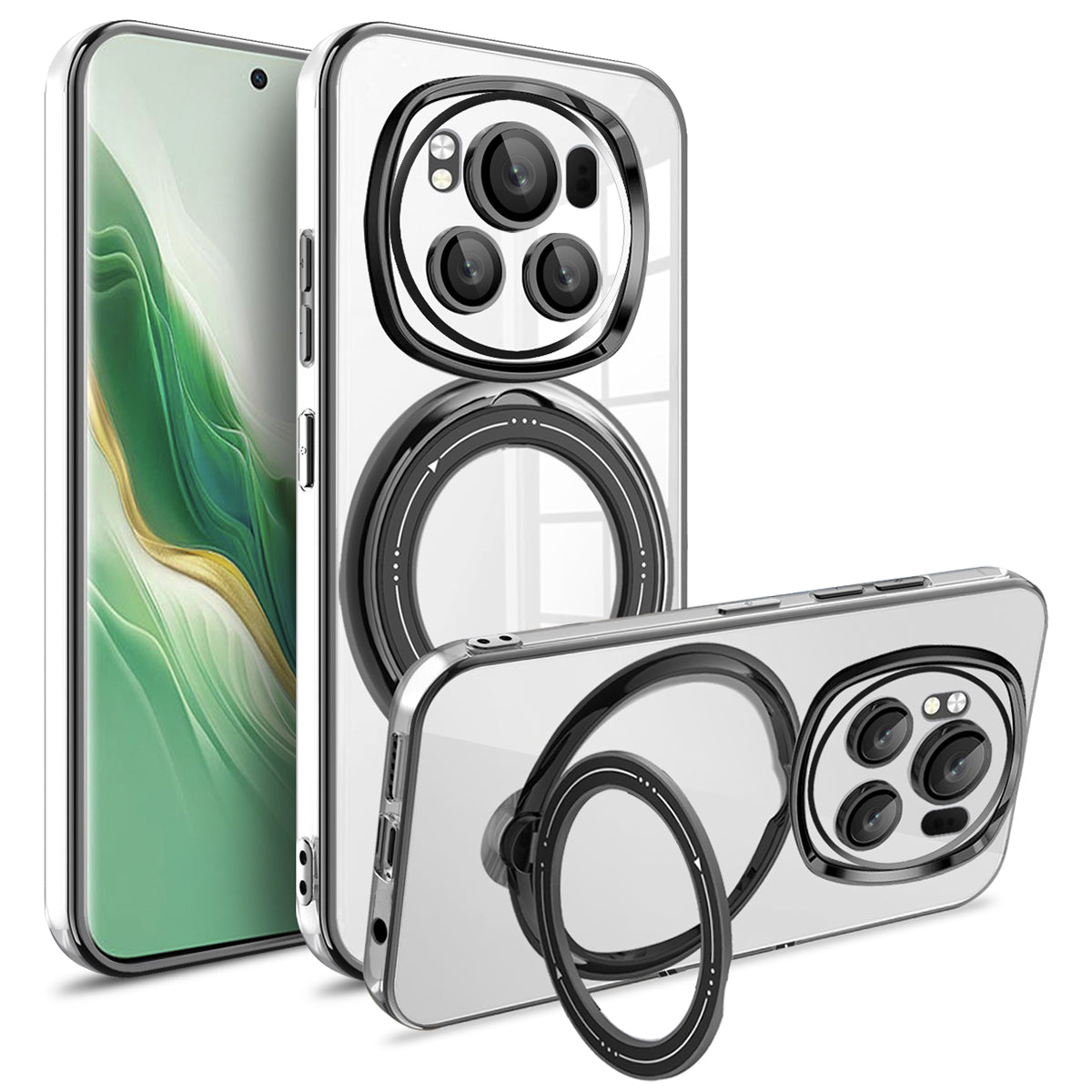 For Honor Magic6 5G Case PC+TPU Ring Kickstand Phone Cover Compatible with MagSafe