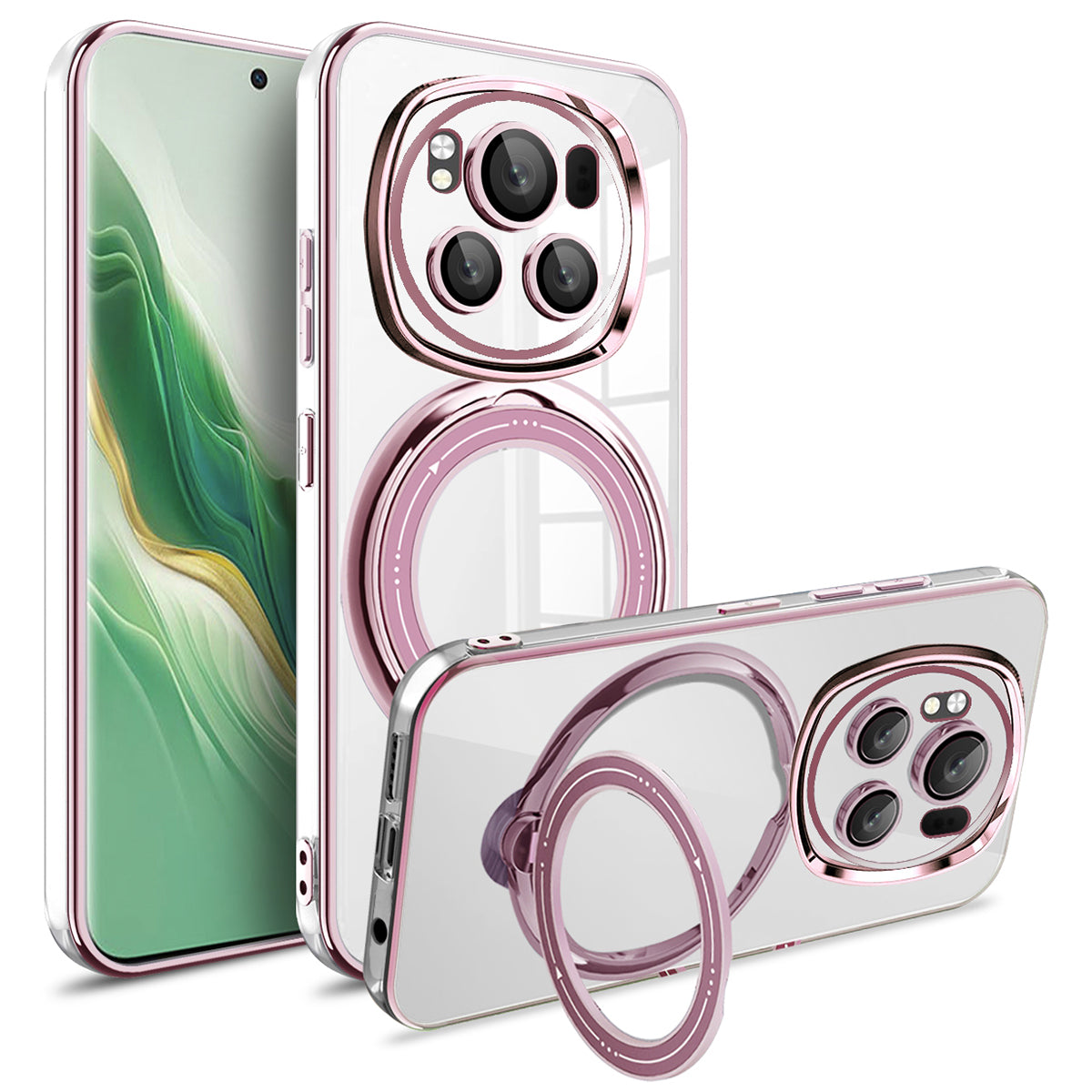 For Honor Magic6 5G Case PC+TPU Ring Kickstand Phone Cover Compatible with MagSafe