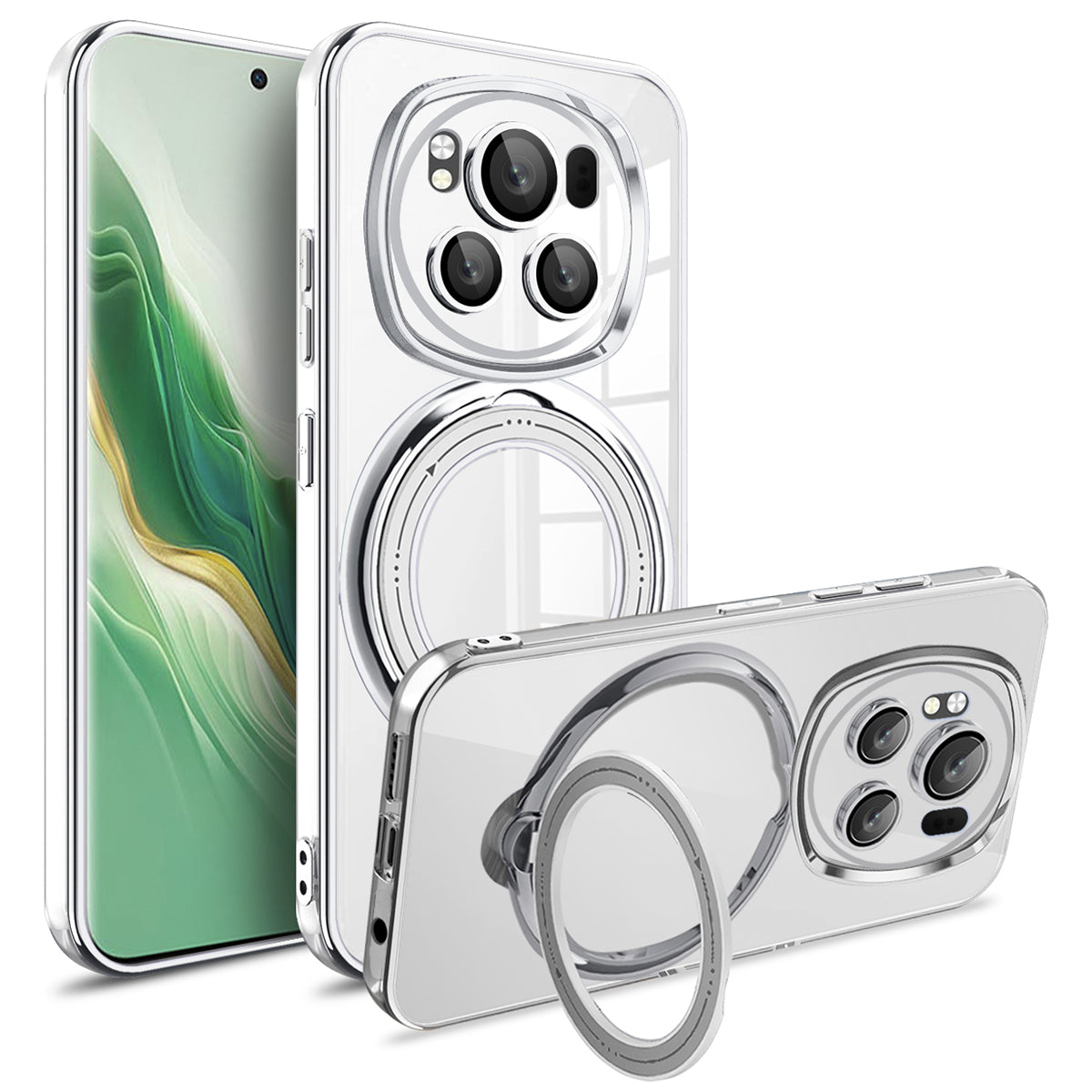For Honor Magic6 5G Case PC+TPU Ring Kickstand Phone Cover Compatible with MagSafe