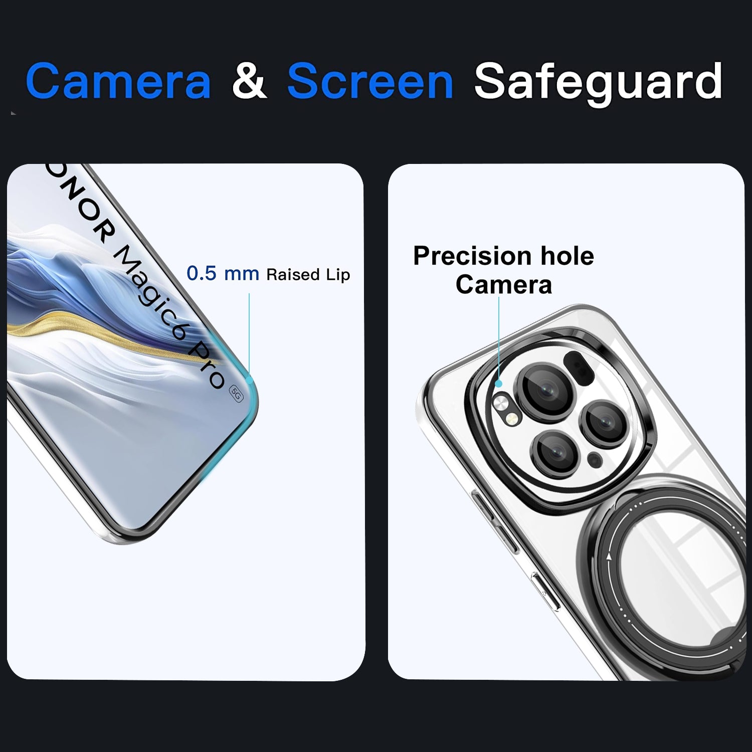 For Honor Magic6 Pro 5G Magnetic Phone Case PC+TPU Bump Proof Kickstand Cover