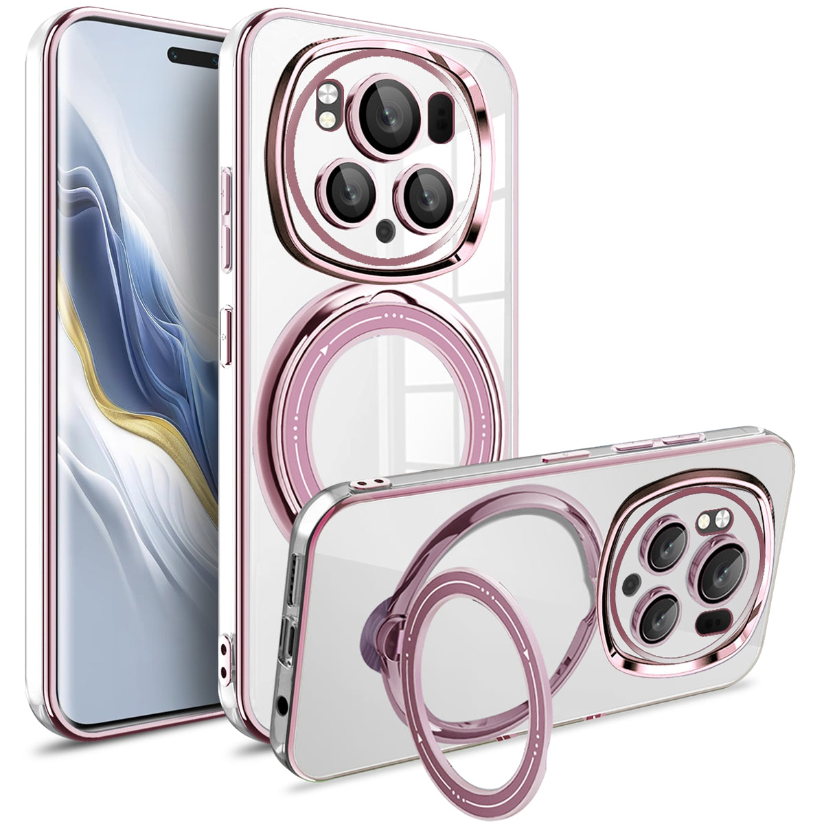 For Honor Magic6 Pro 5G Magnetic Phone Case PC+TPU Bump Proof Kickstand Cover