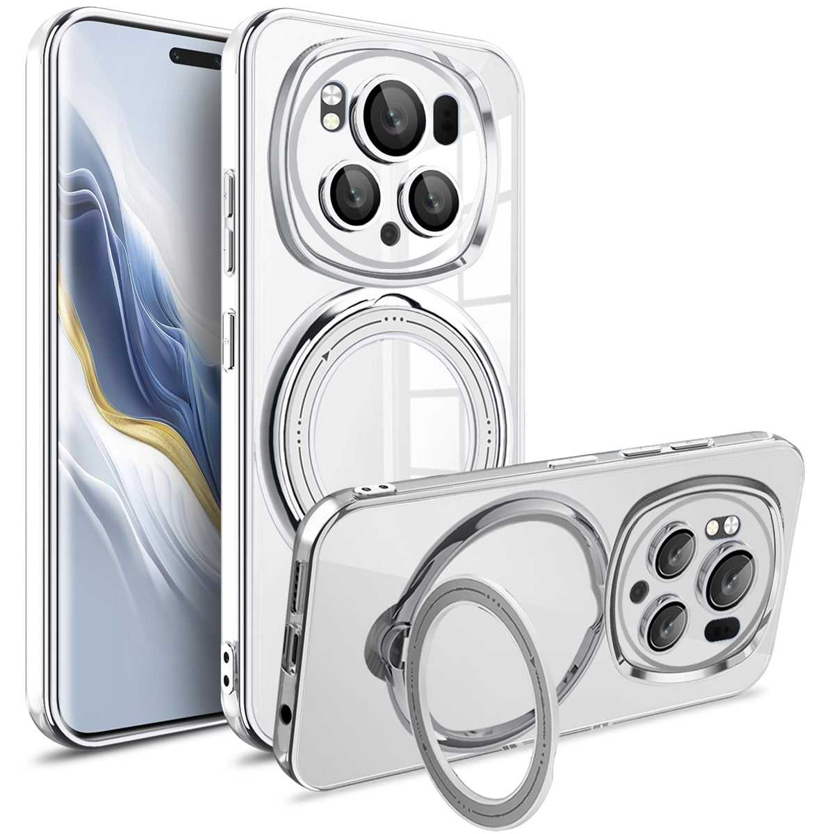 For Honor Magic6 Pro 5G Magnetic Phone Case PC+TPU Bump Proof Kickstand Cover