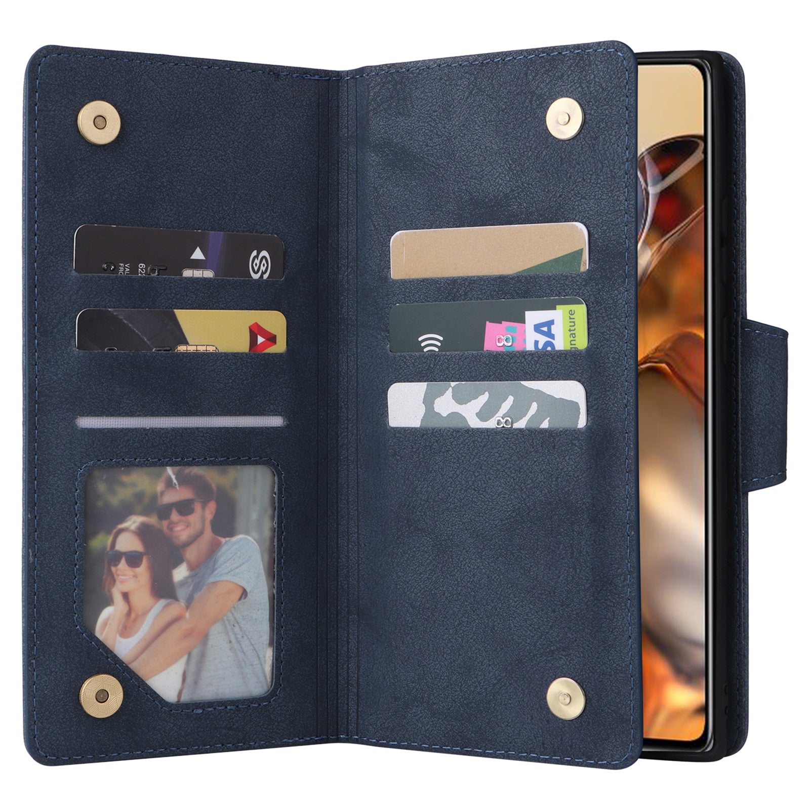 For Xiaomi 11T 5G / Xiaomi 11T Pro 5G Case Rivet Decor Leather Wallet Phone Cover with 9 Card Slots