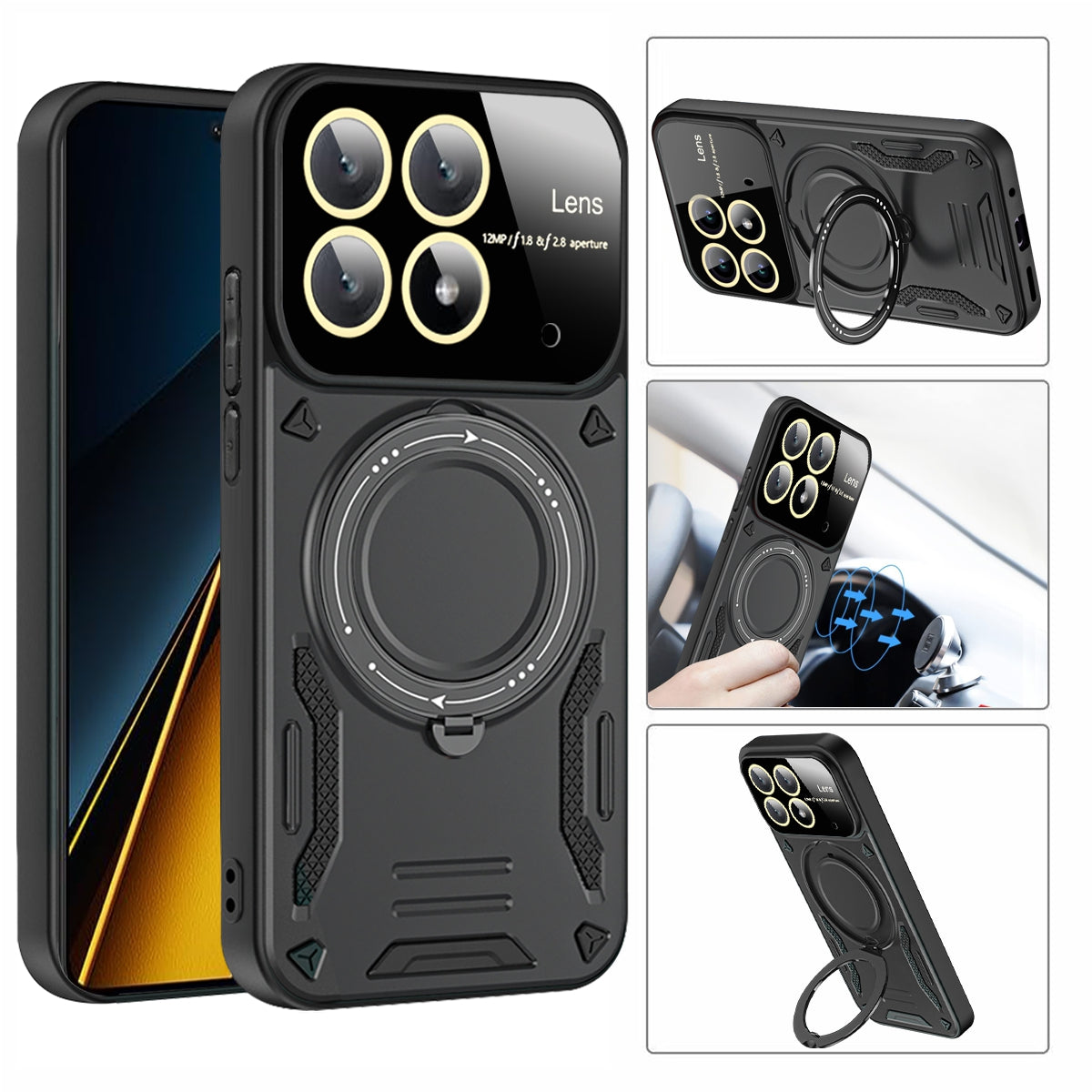 For Xiaomi Poco X6 Pro 5G / Redmi K70E 5G Cell Phone Cases Kickstand PC+TPU Cover Compatible with MagSafe
