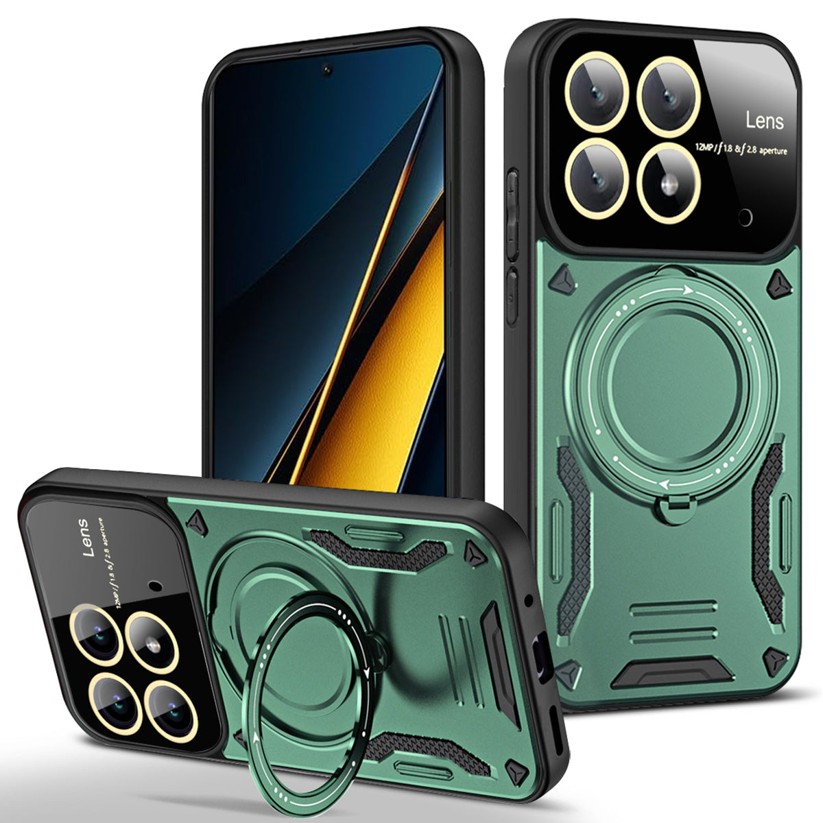 For Xiaomi Poco X6 Pro 5G / Redmi K70E 5G Cell Phone Cases Kickstand PC+TPU Cover Compatible with MagSafe