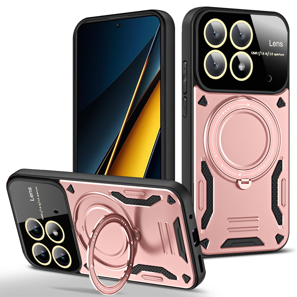 For Xiaomi Poco X6 Pro 5G / Redmi K70E 5G Cell Phone Cases Kickstand PC+TPU Cover Compatible with MagSafe
