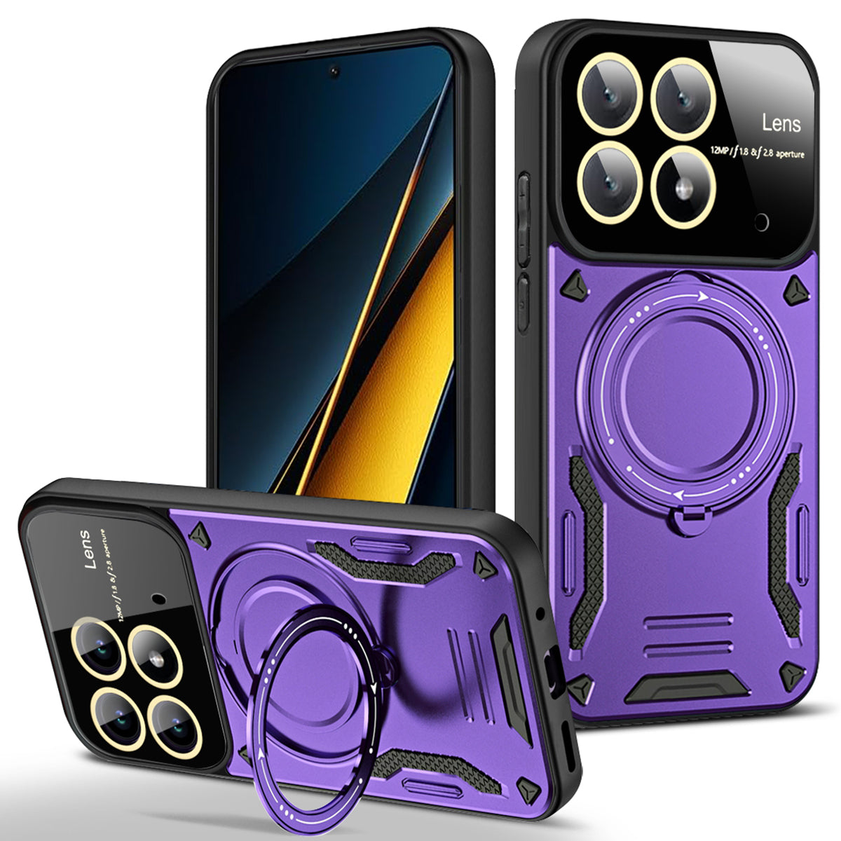For Xiaomi Poco X6 Pro 5G / Redmi K70E 5G Cell Phone Cases Kickstand PC+TPU Cover Compatible with MagSafe