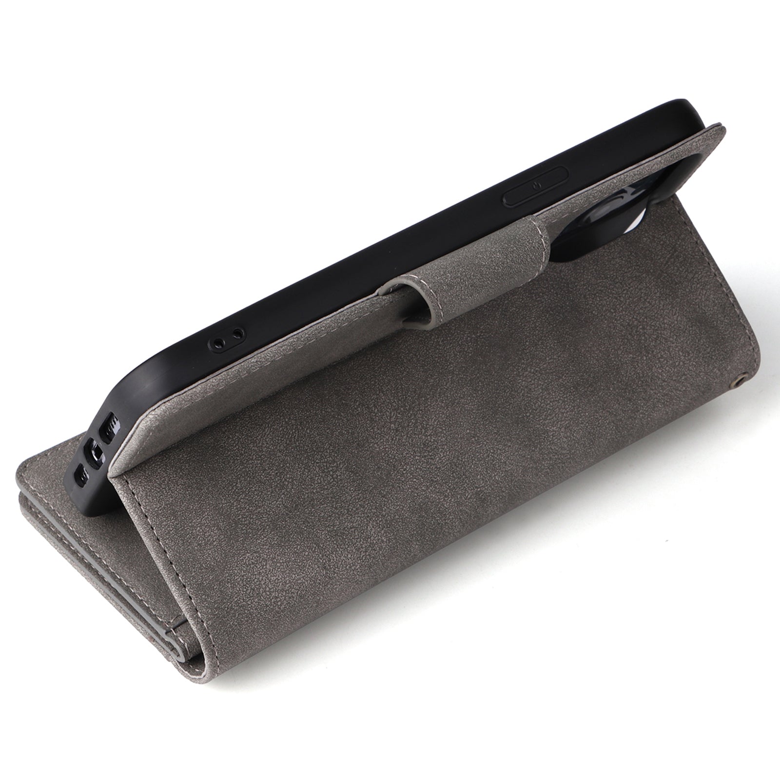 For iPhone 13 Pro Max Case Card Slots Leather Stand Phone Cover with Rivet Decor