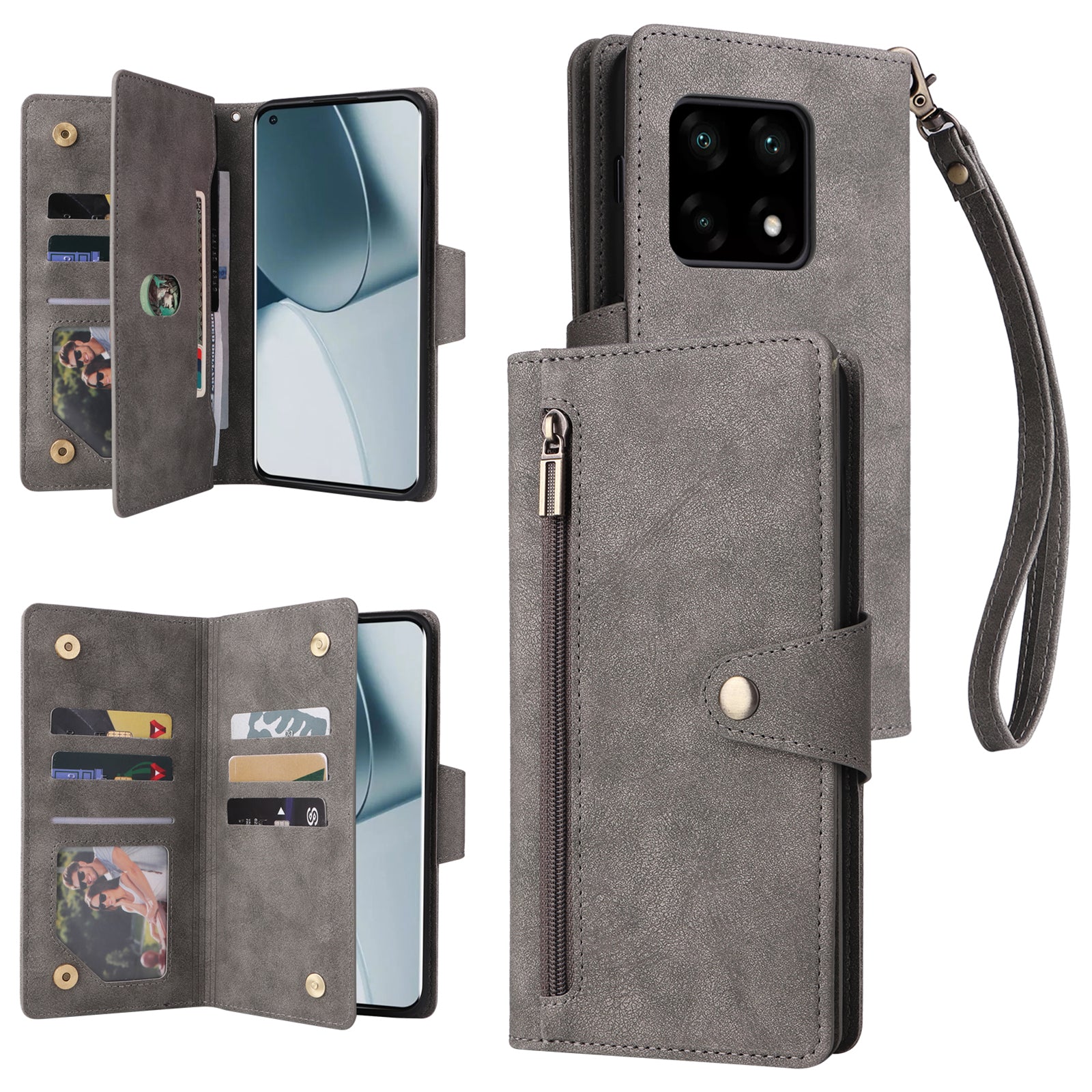 For OnePlus 10 Pro 5G Anti-fall Case Rivet Decor PU Leather Stand Wallet Phone Cover