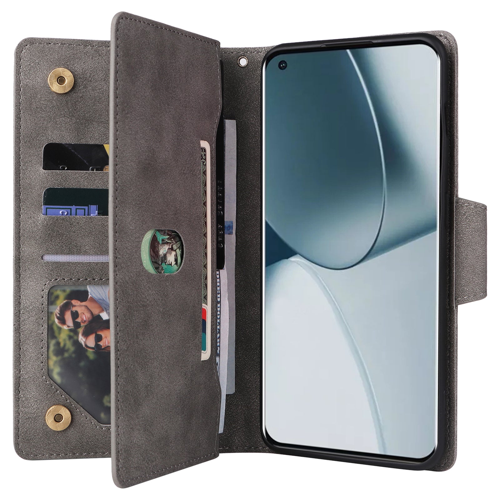 For OnePlus 10 Pro 5G Anti-fall Case Rivet Decor PU Leather Stand Wallet Phone Cover