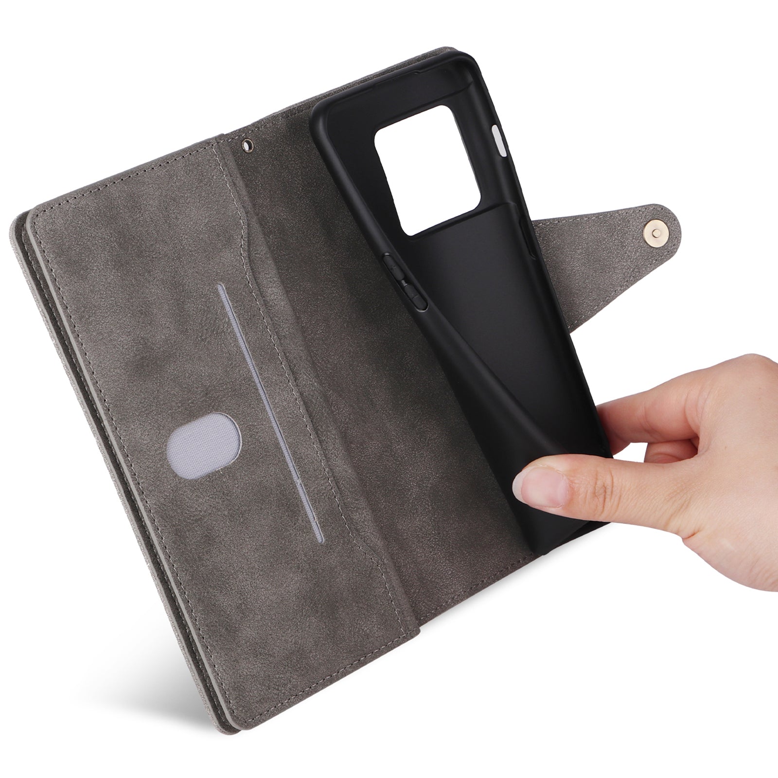 For OnePlus 10 Pro 5G Anti-fall Case Rivet Decor PU Leather Stand Wallet Phone Cover