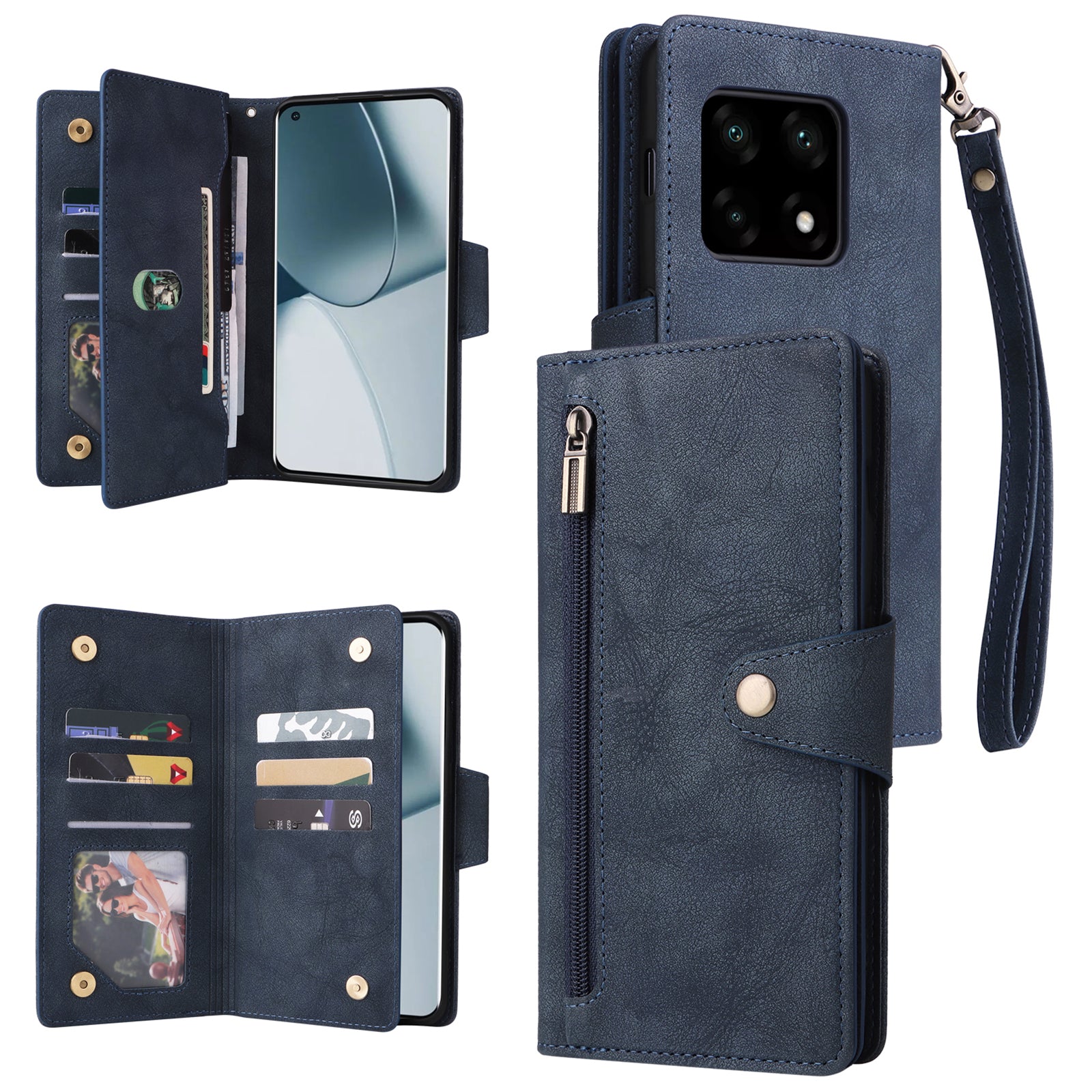 For OnePlus 10 Pro 5G Anti-fall Case Rivet Decor PU Leather Stand Wallet Phone Cover