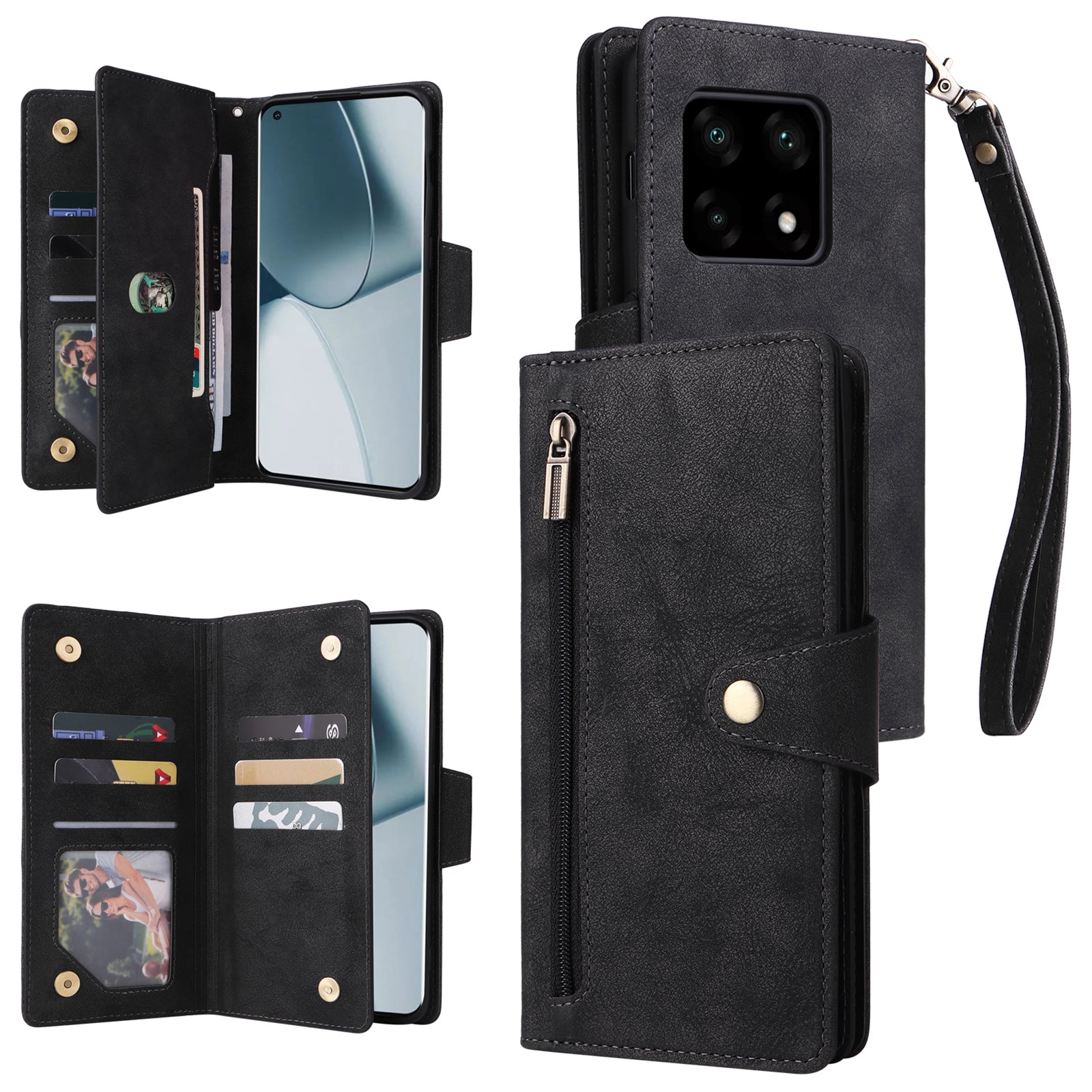 For OnePlus 10 Pro 5G Anti-fall Case Rivet Decor PU Leather Stand Wallet Phone Cover