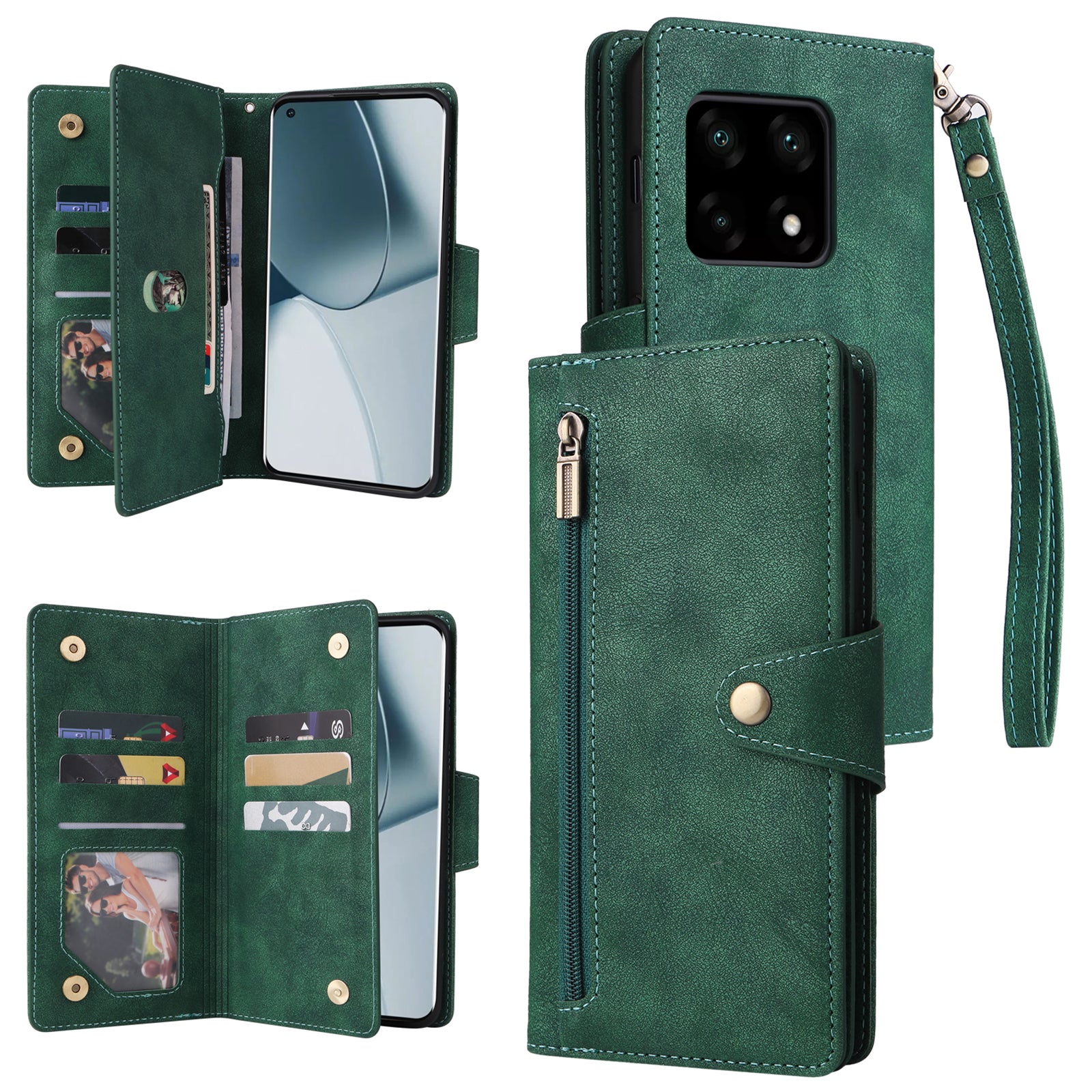 For OnePlus 10 Pro 5G Anti-fall Case Rivet Decor PU Leather Stand Wallet Phone Cover
