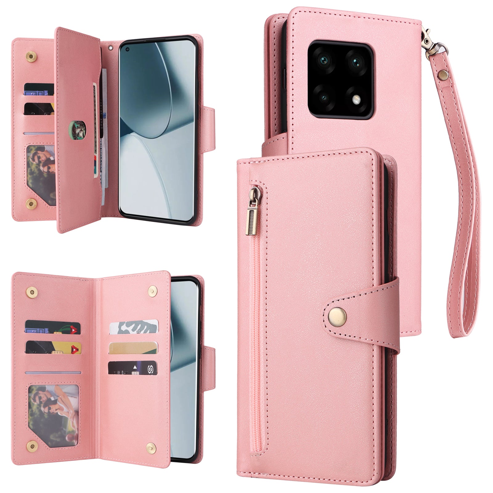 For OnePlus 10 Pro 5G Anti-fall Case Rivet Decor PU Leather Stand Wallet Phone Cover