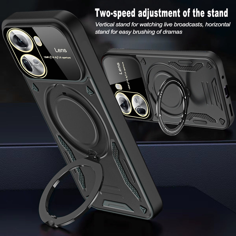 For Oppo Reno11 5G (Global) Case PC+TPU Kickstand Phone Back Cover Compatible with MagSafe