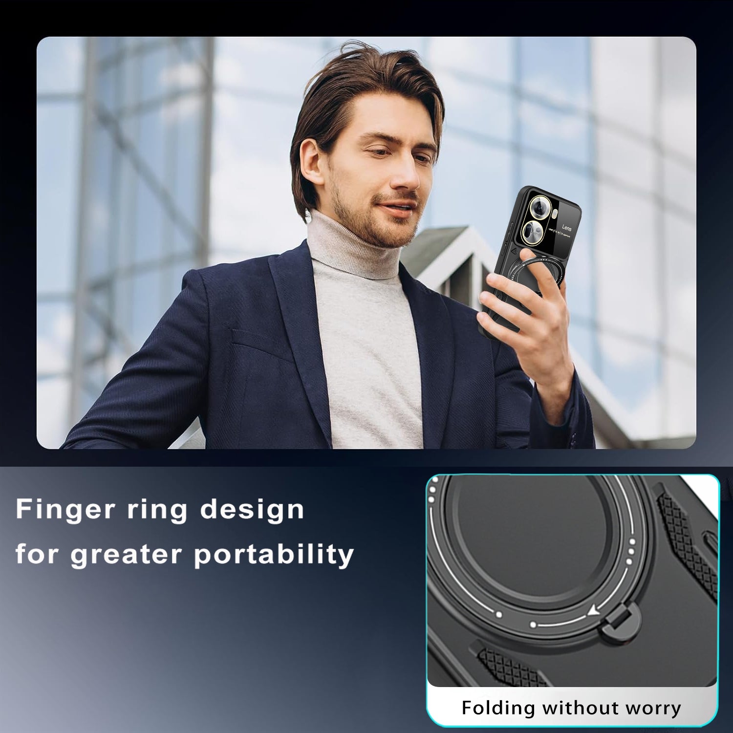 For Oppo Reno11 5G (Global) Case PC+TPU Kickstand Phone Back Cover Compatible with MagSafe