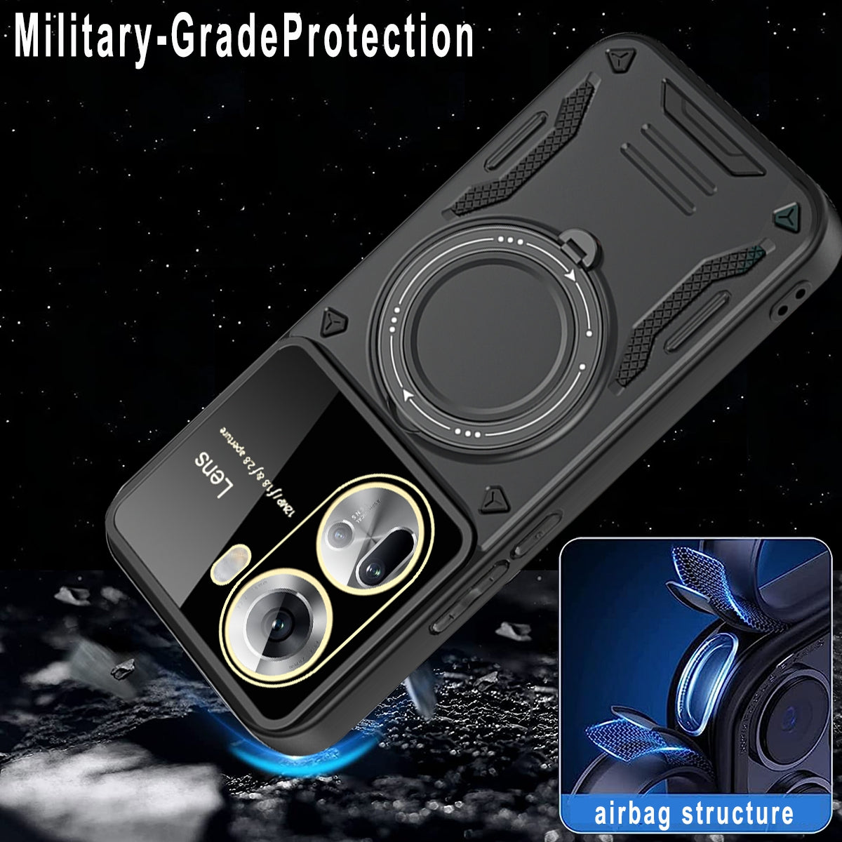 For Oppo Reno11 5G (Global) Case PC+TPU Kickstand Phone Back Cover Compatible with MagSafe