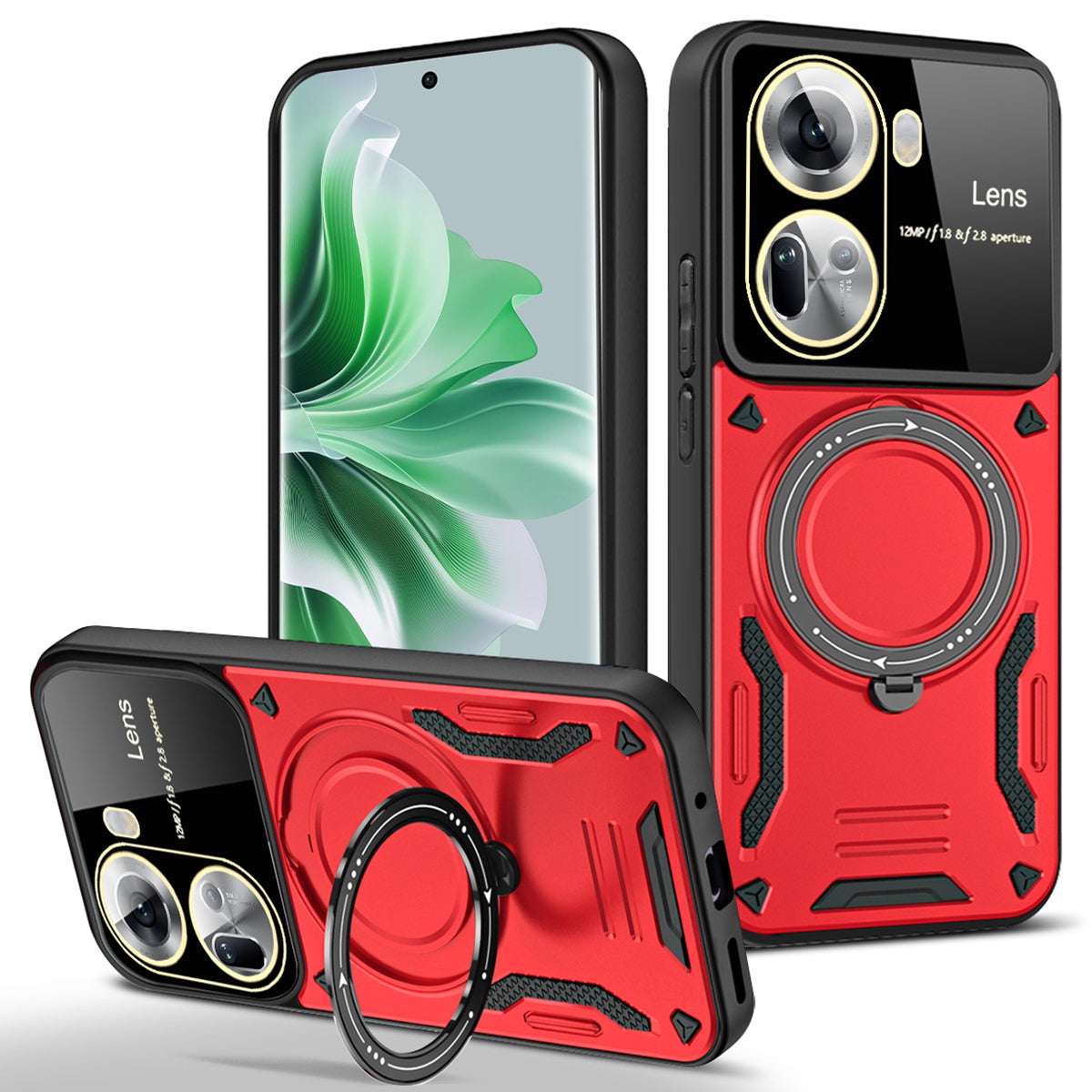 For Oppo Reno11 5G (Global) Case PC+TPU Kickstand Phone Back Cover Compatible with MagSafe