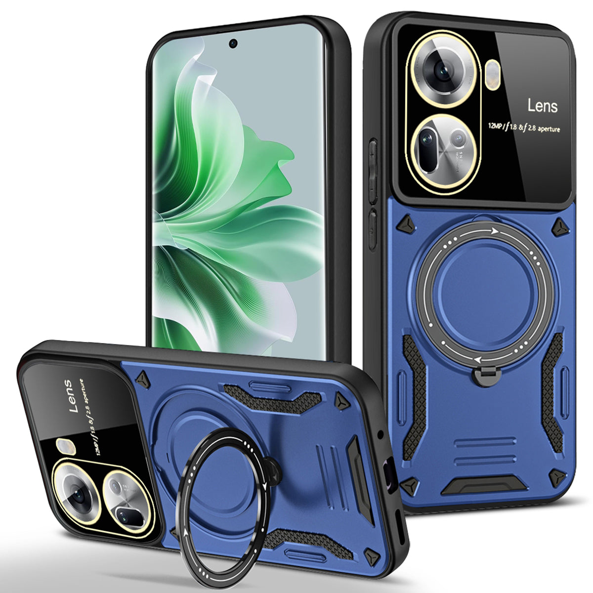 For Oppo Reno11 5G (Global) Case PC+TPU Kickstand Phone Back Cover Compatible with MagSafe