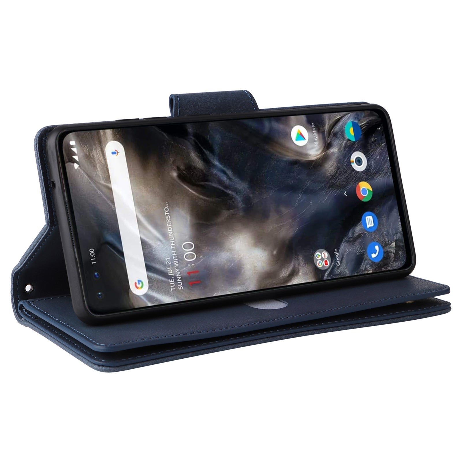 For OnePlus Nord Case PU Leather Foldable Stand Wallet Phone Cover with Rivet Decor