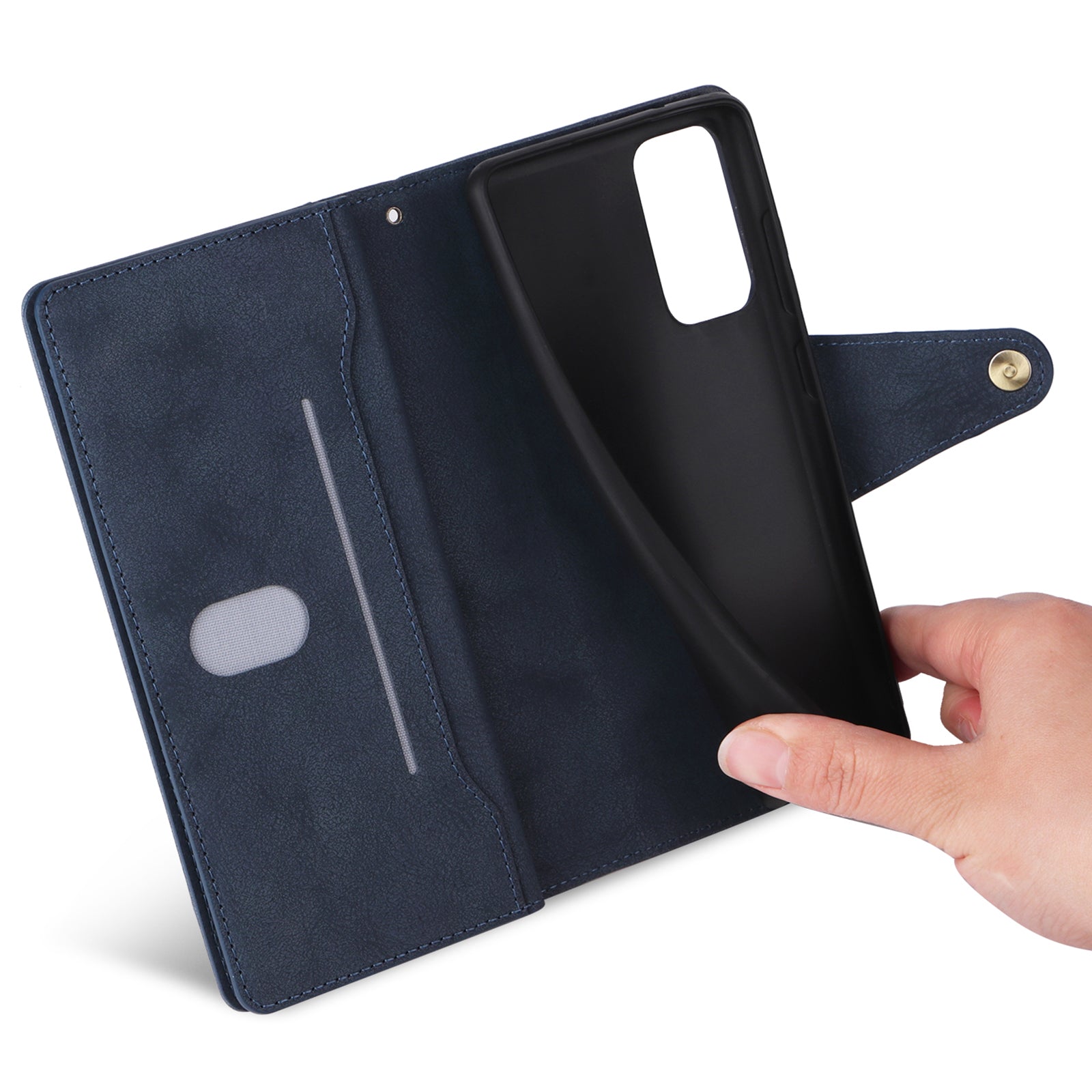 For OnePlus Nord Case PU Leather Foldable Stand Wallet Phone Cover with Rivet Decor