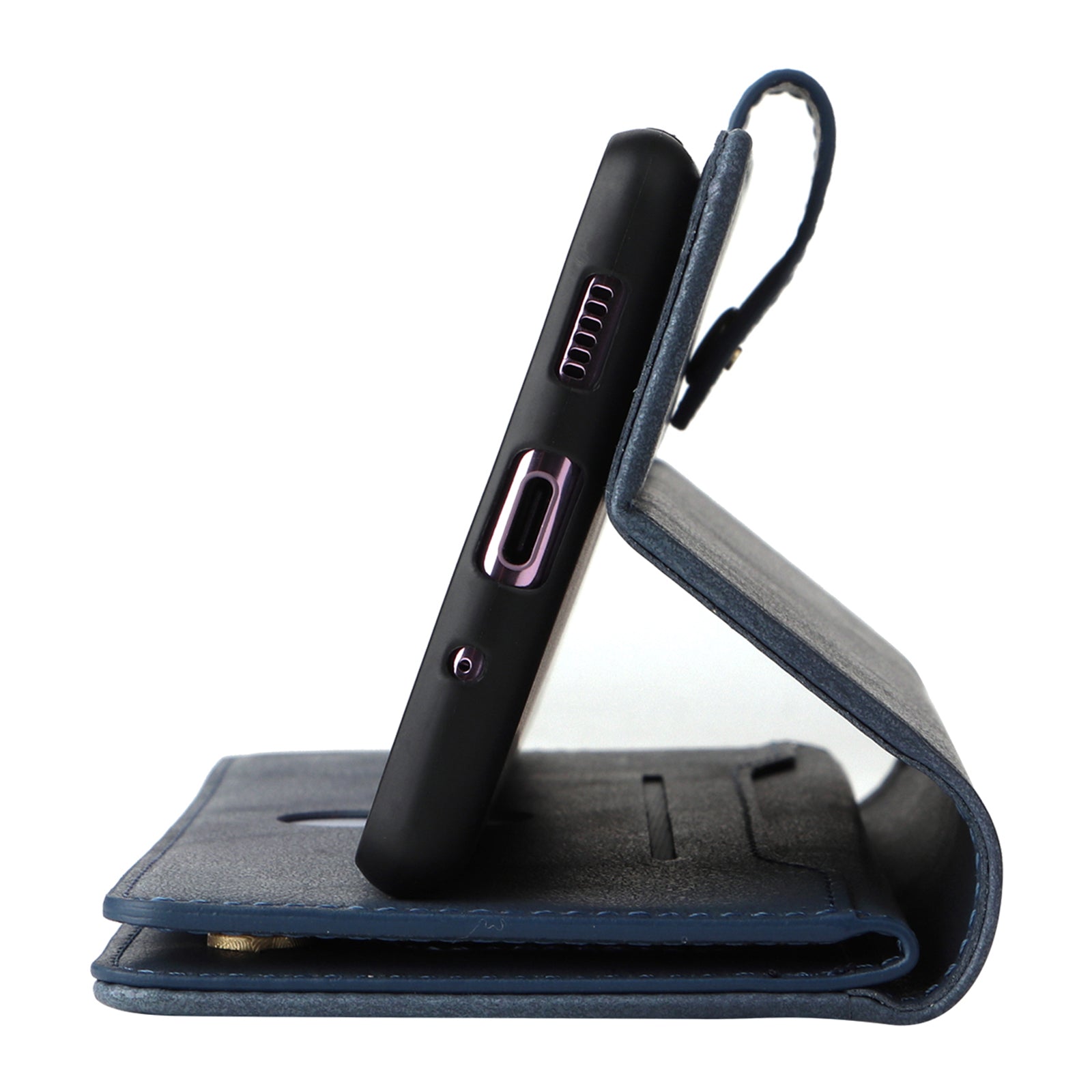 For OnePlus Nord Case PU Leather Foldable Stand Wallet Phone Cover with Rivet Decor