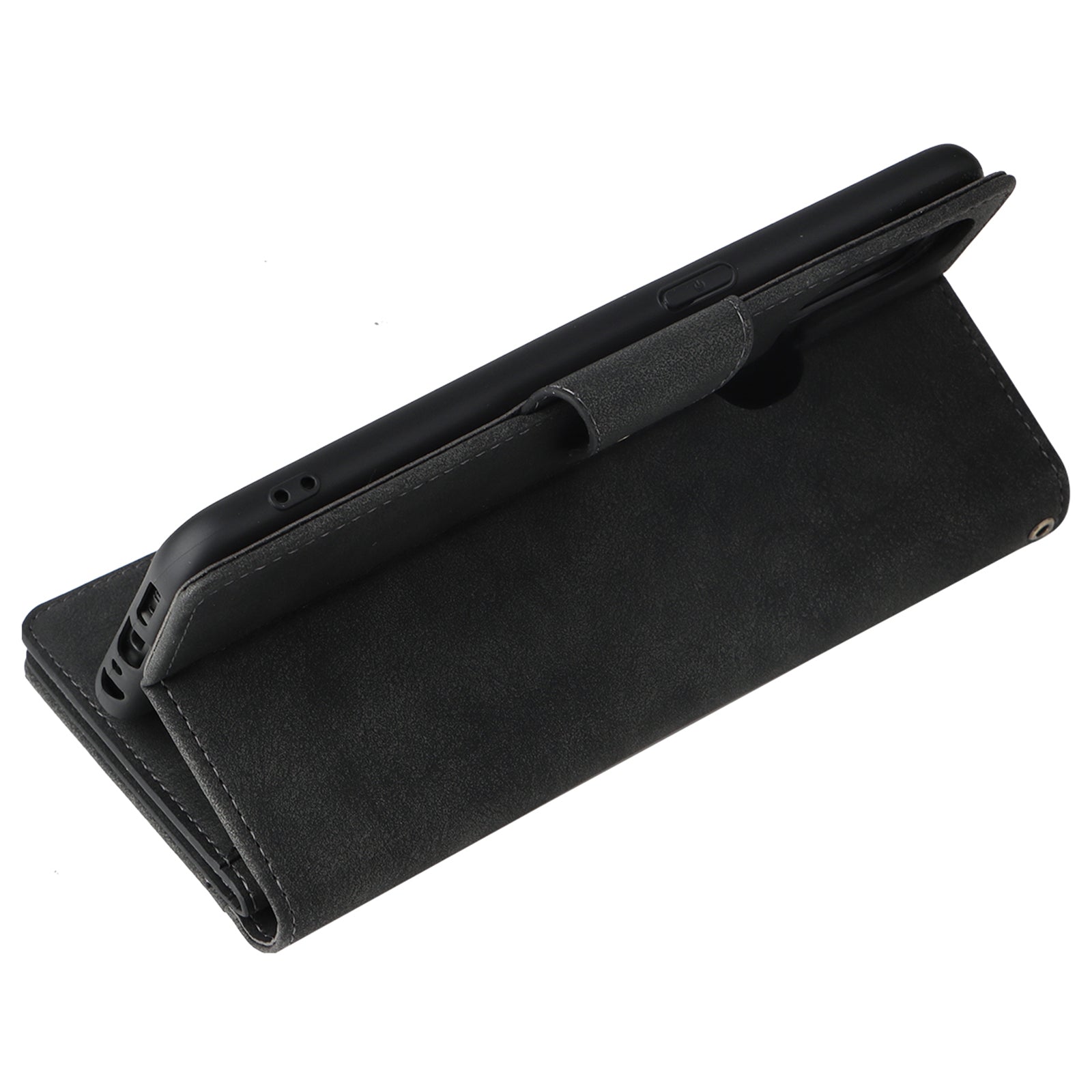 For OnePlus Nord N100 Case Zipper Pocket PU Leather Stand Rivet Decor Phone Cover